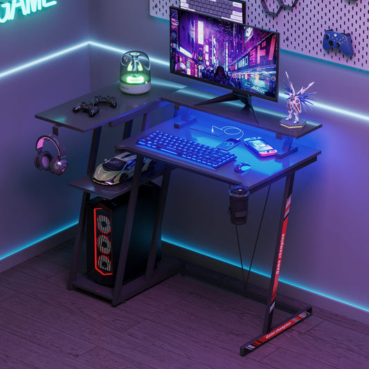 Advwin L Shaped Gaming Desk with LED Lights 100cm
