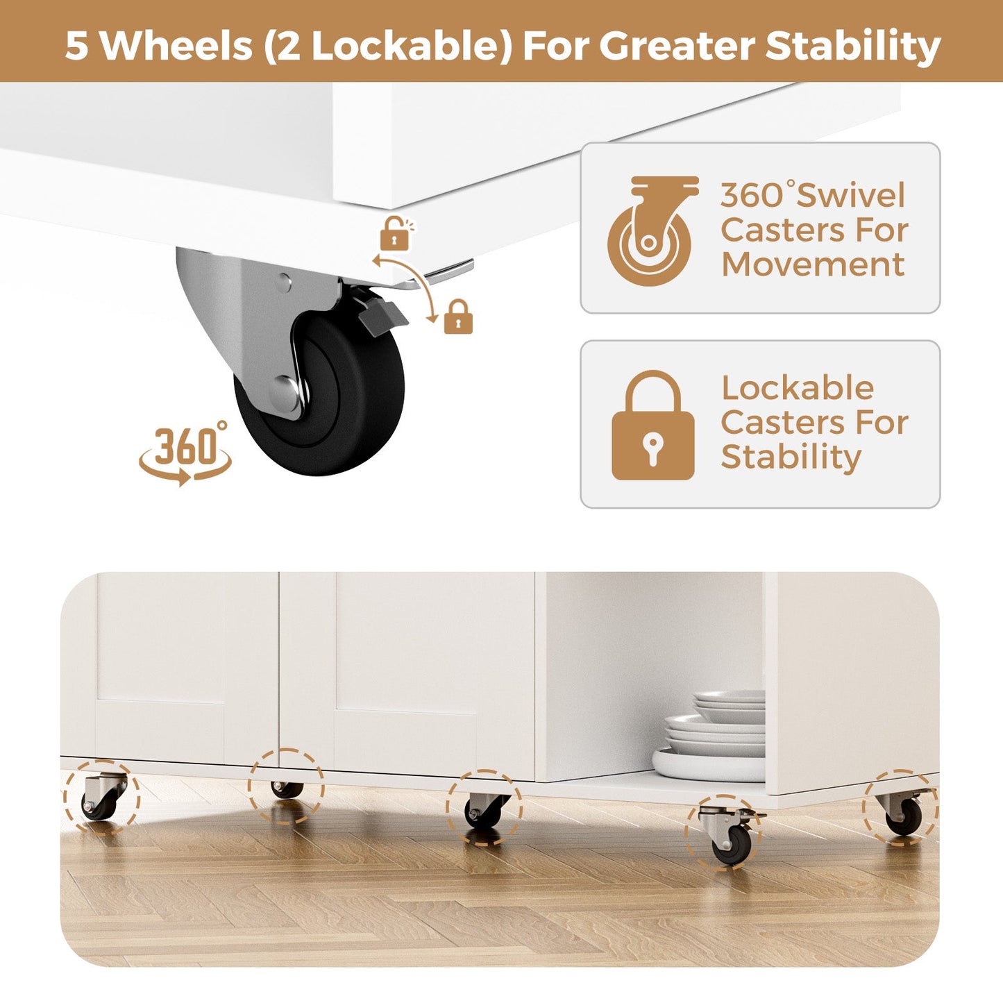Advwin Kitchen Island Cart on Wheels with Charging Station