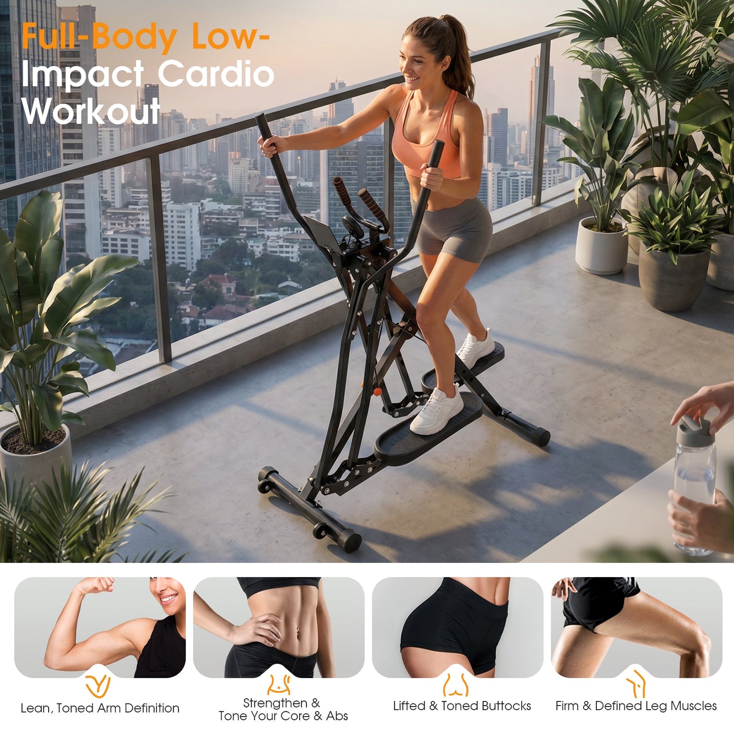Advwin Foldable Air Walker Exercise Machine w/ Heart Rate Monitor