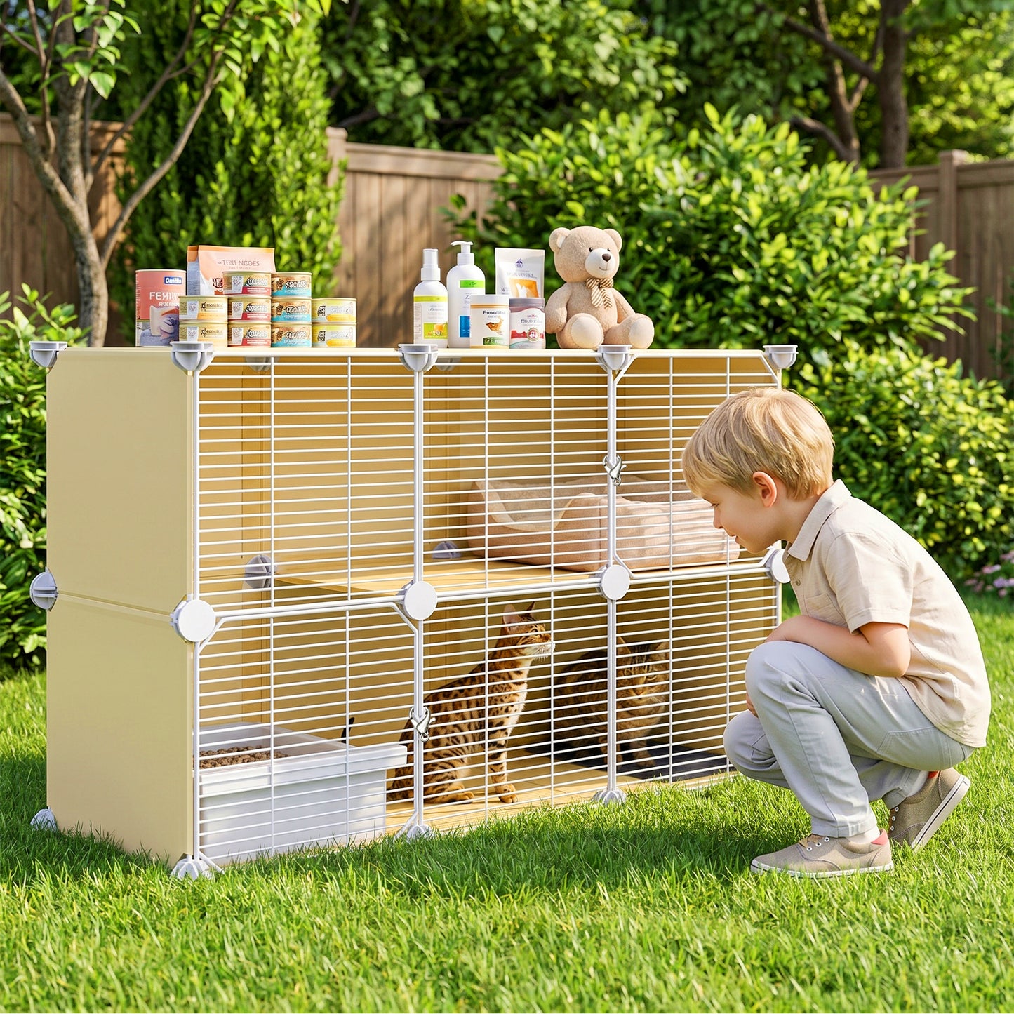 Advwin 2 Doors Indoor Cat Cage with Litter Box