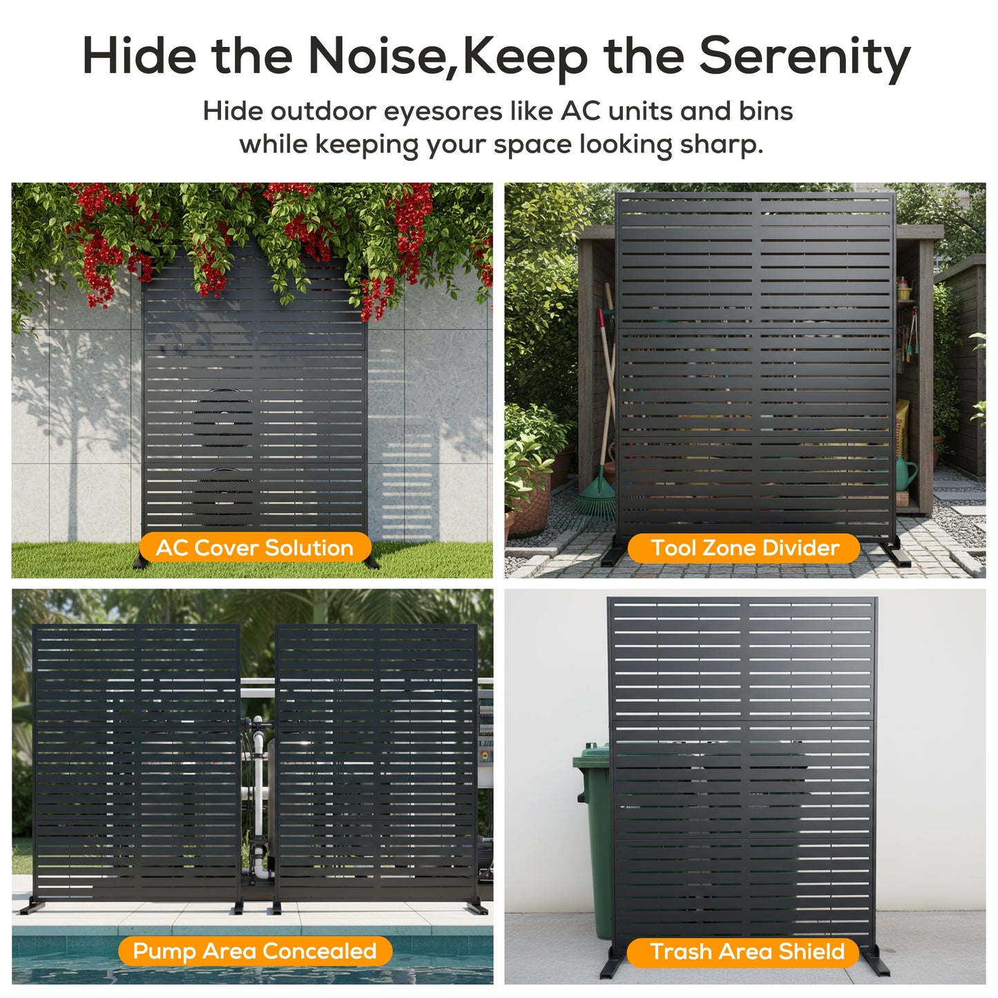 Advwin Metal Privacy Screen 3-Panel 118x180cm