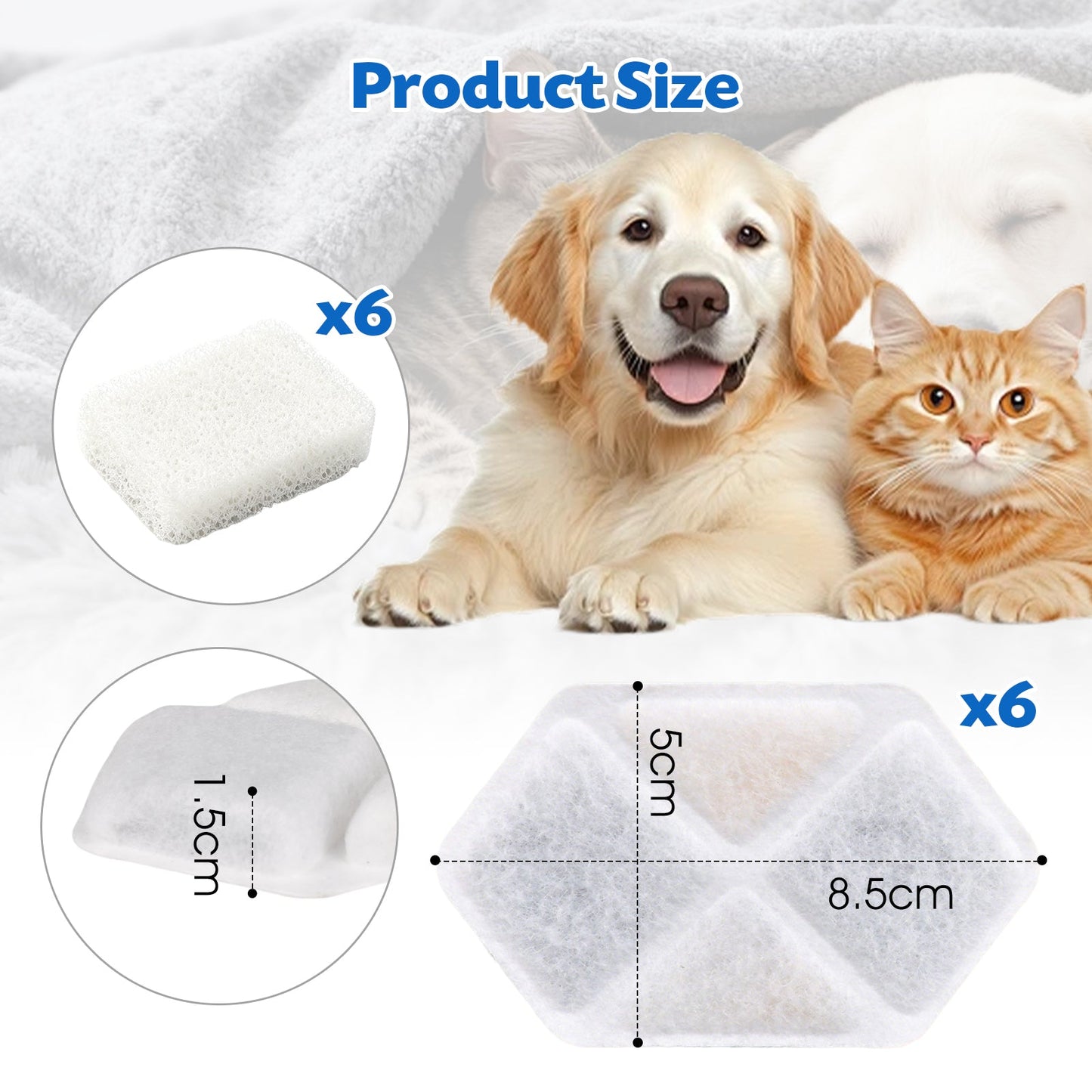 Advwin 6PCS Replacement Filters for 5L Pet Fountain