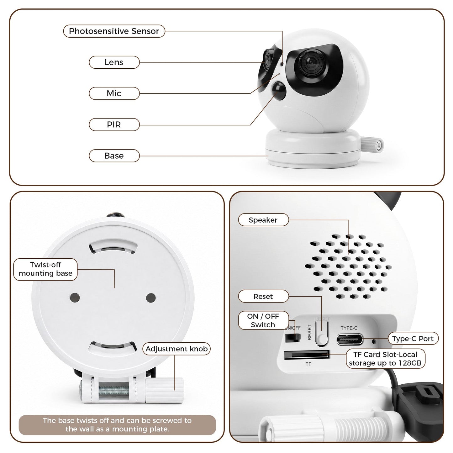 Advwin 180° Dual-Lens Baby Monitor with Night Vision