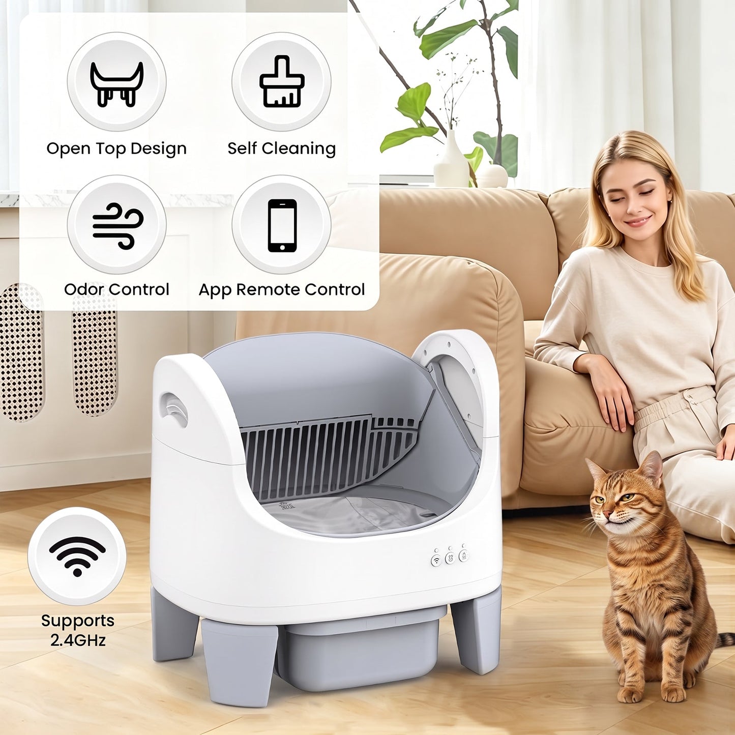 Advwin Self Cleaning Cat Litter Box w/ App Control