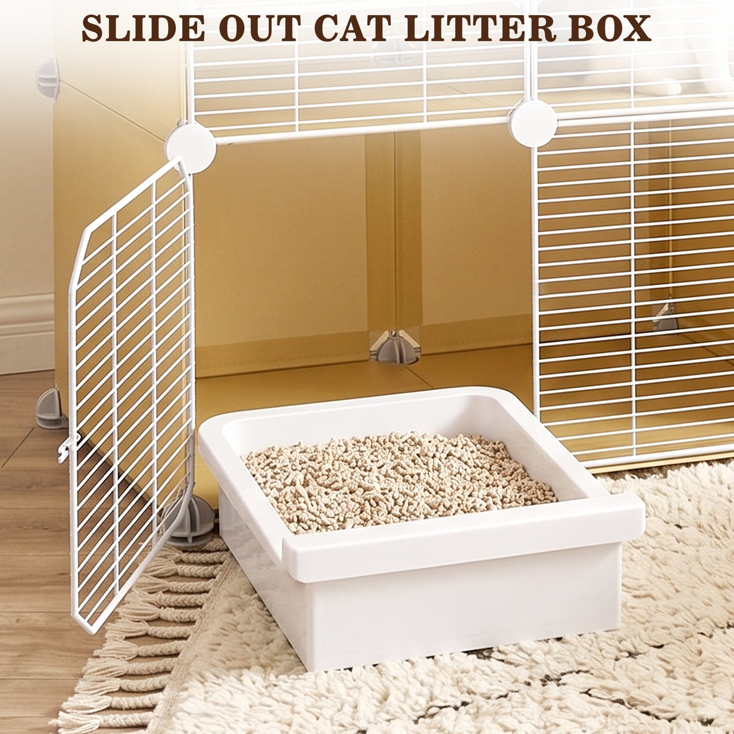 Advwin 2 Doors Indoor Cat Cage with Litter Box