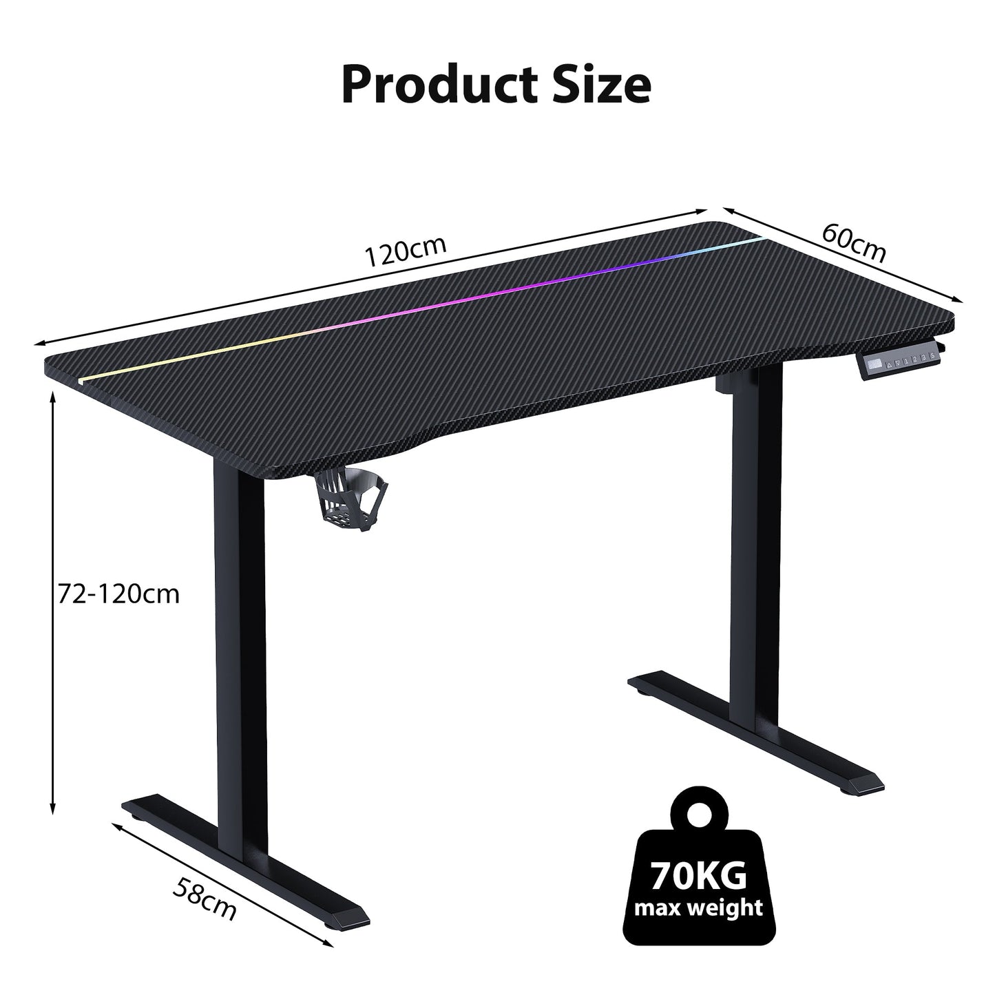 Advwin Height Adjustable Gaming Standing Desk w/ RGB Lights