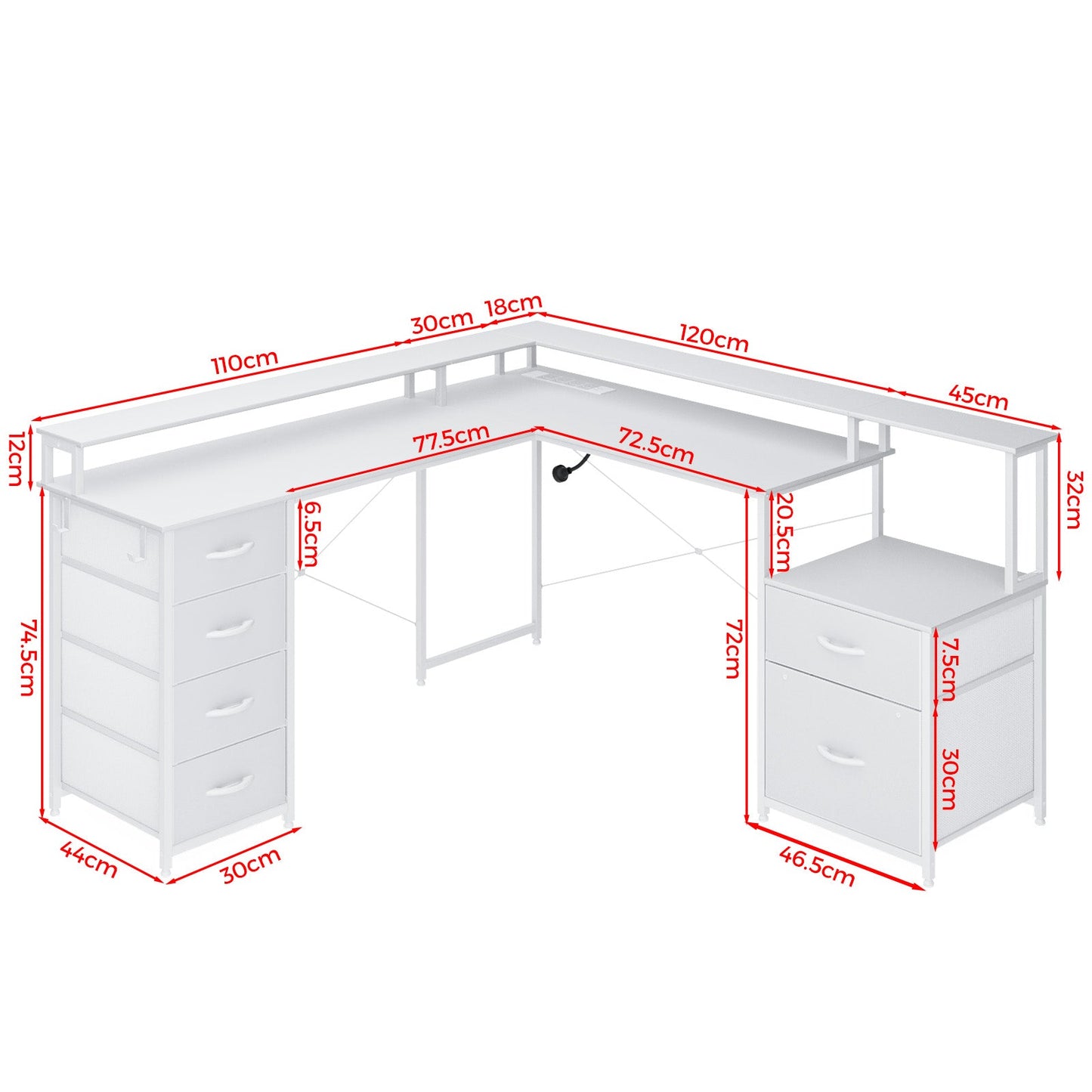 Advwin L Shaped Gaming Desk with Monitor Stand