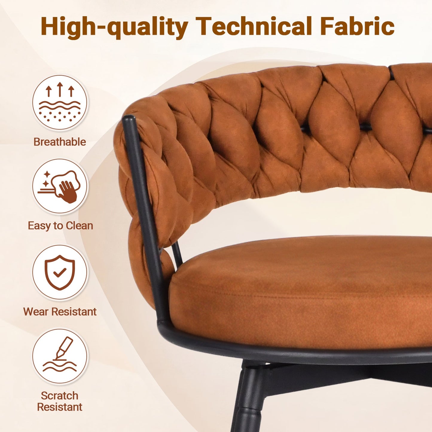 Advwin Set of 4 360° Swivel Bar Stools with Backrest