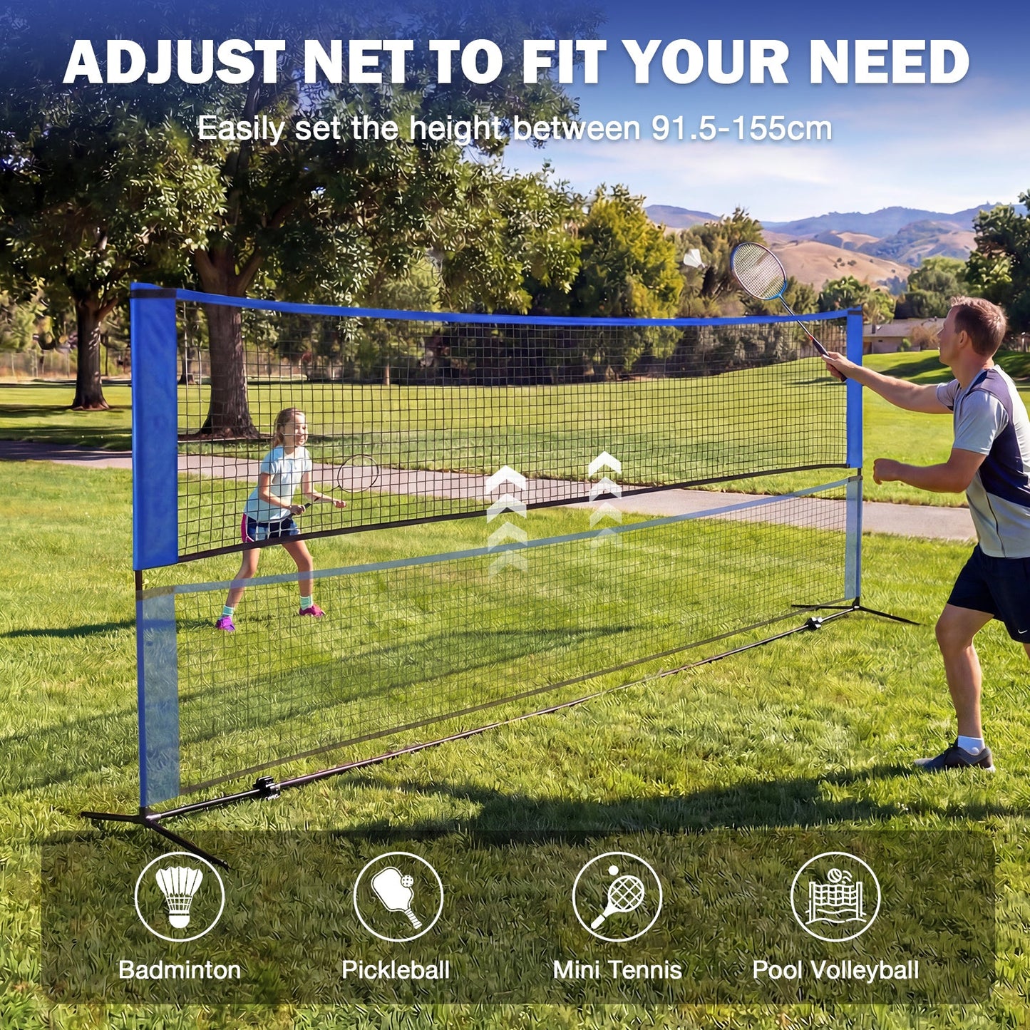 Advwin 4.2m Portable Badminton Net Height Adjustable