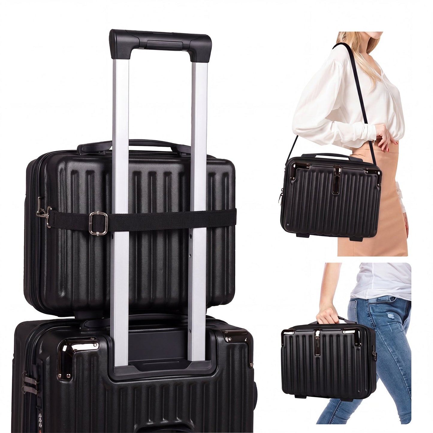 Advwin 20"+14" Hardshell Luggage Set with Power Bank Pocket