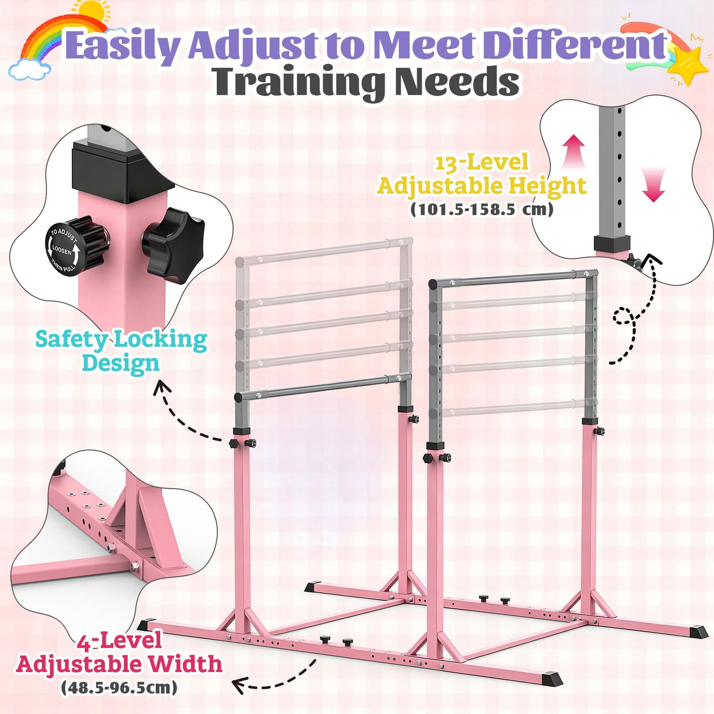 Advwin Kids Gymnastics Bar Double Horizontal Bars