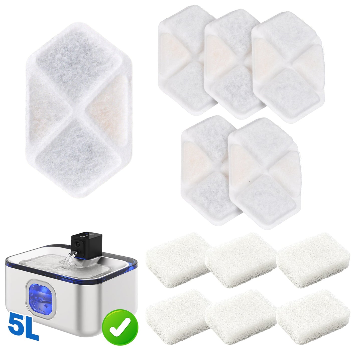 Advwin 6PCS Replacement Filters for 5L Pet Fountain
