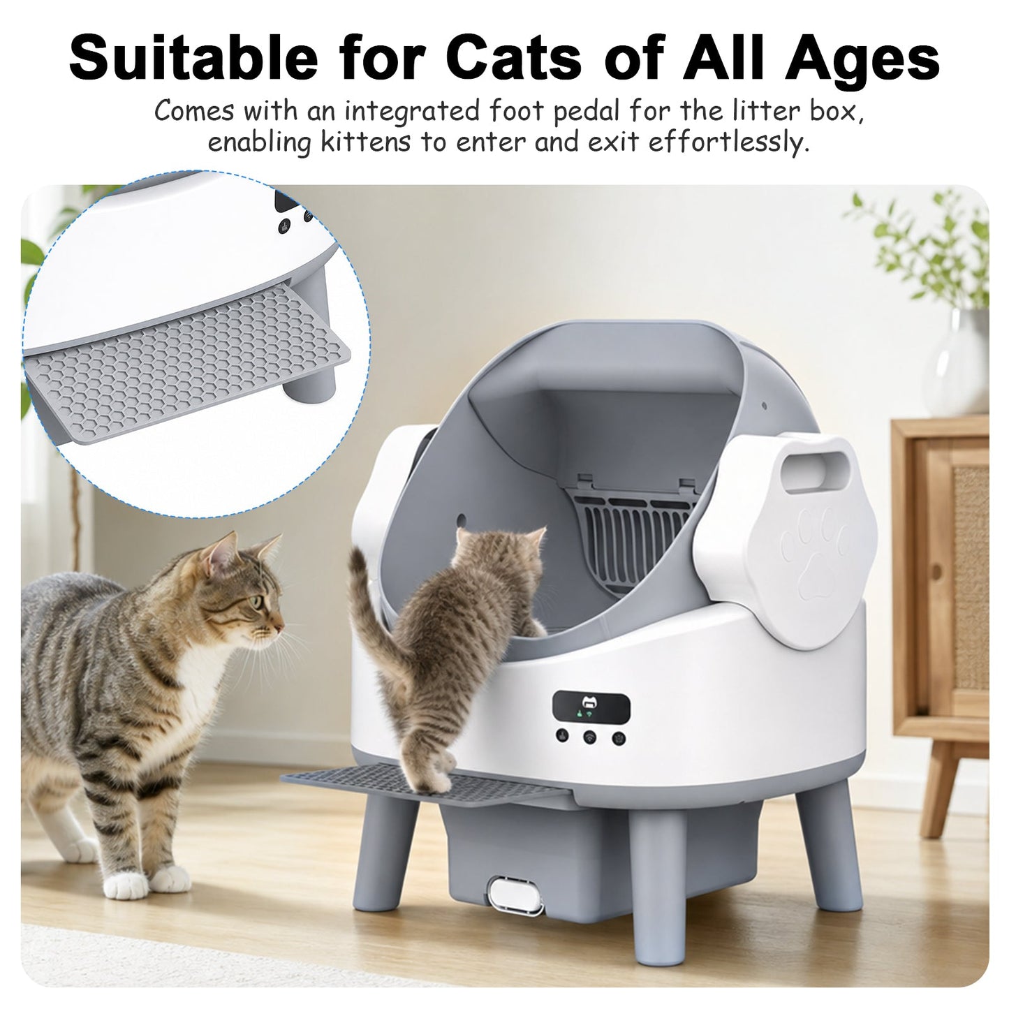 Advwin Open-Top Self Cleaning Cat Litter Box with App Control