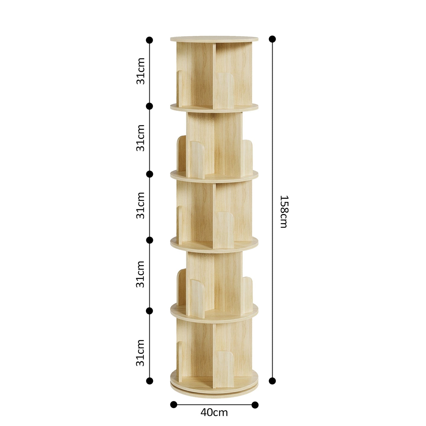 Advwin 5 Tier Rotating Bookshelf 360° Spinning Bookcase