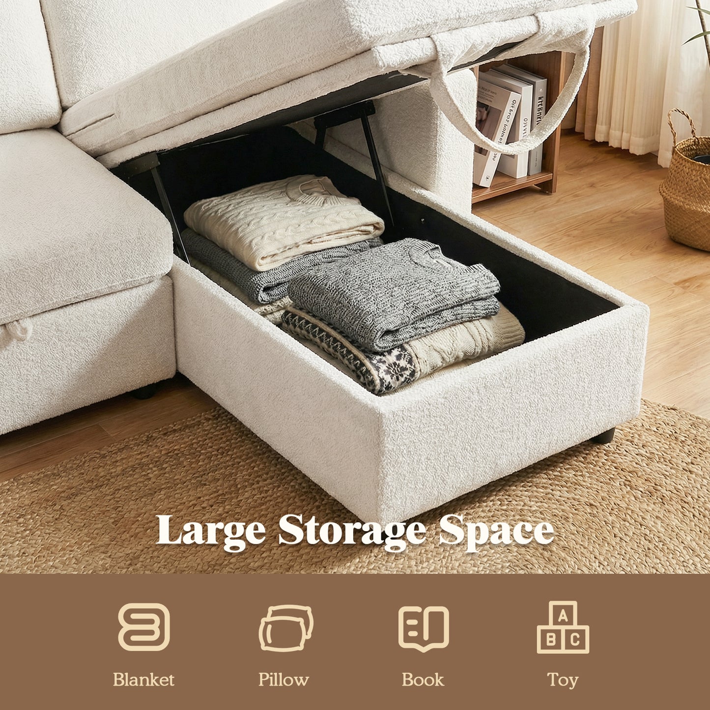 Advwin 194cm L-Shape Sleeper Sofa Bed w/ Storage