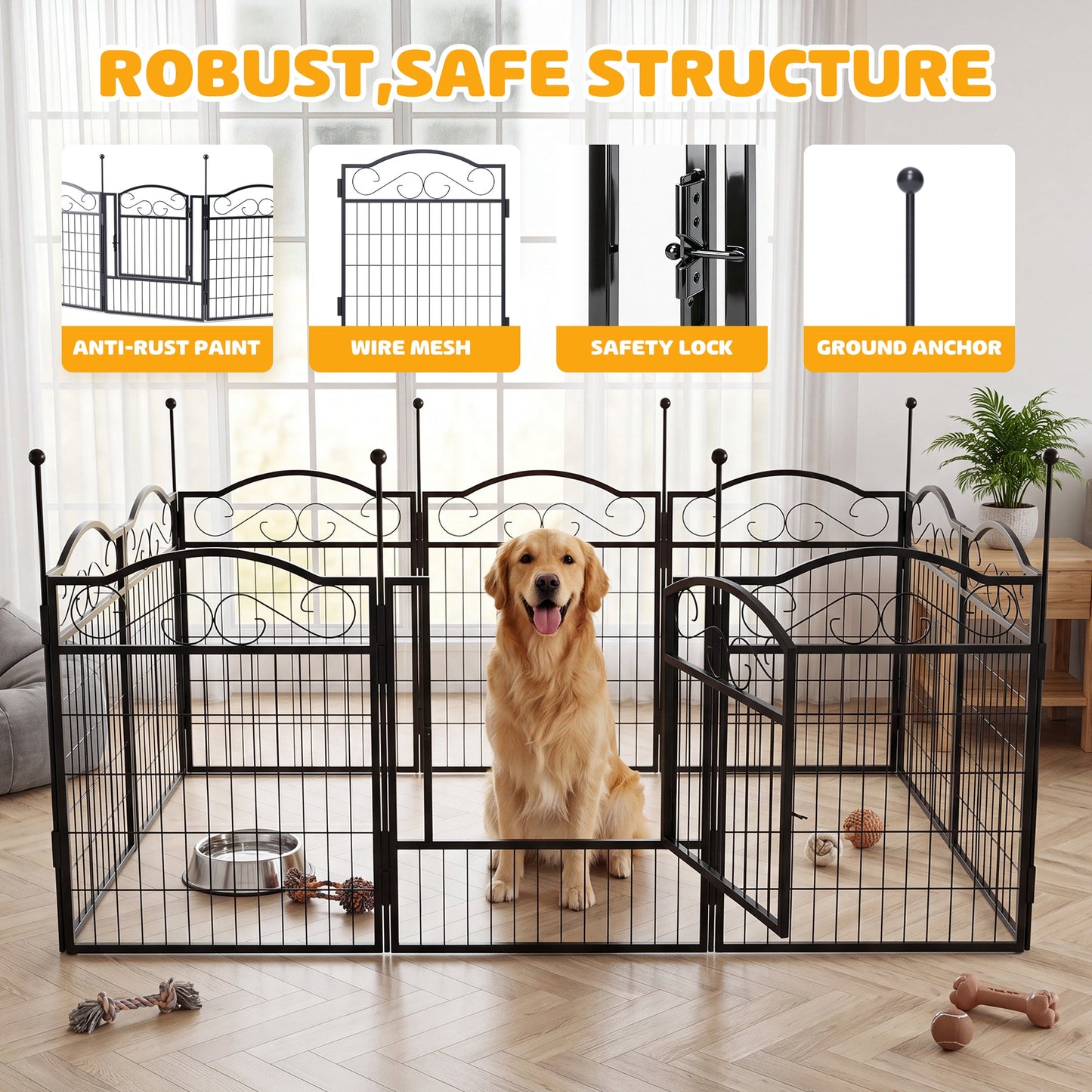 Advwin 8-Panel Outdoor Dog Playpen with Door