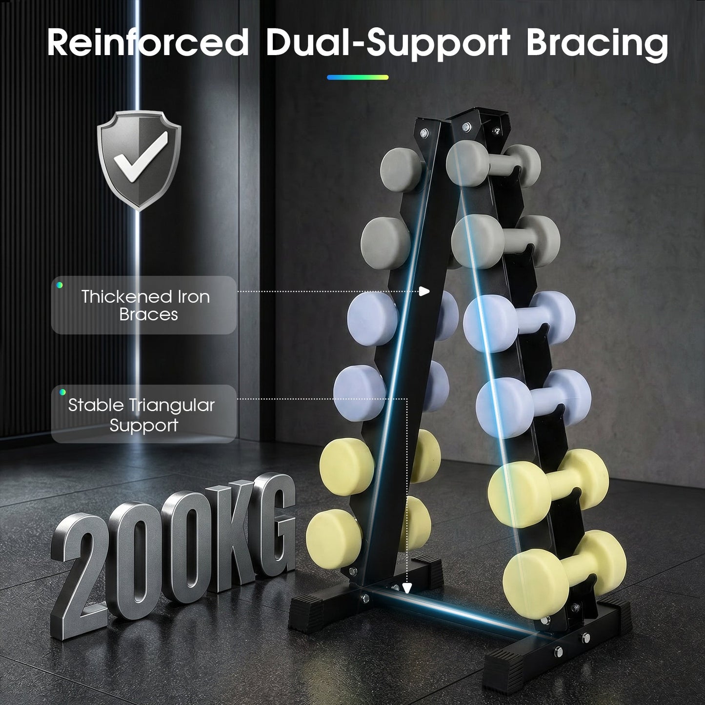 Advwin 6-Tier Heavy-Duty A-Frame Dumbbell Rack