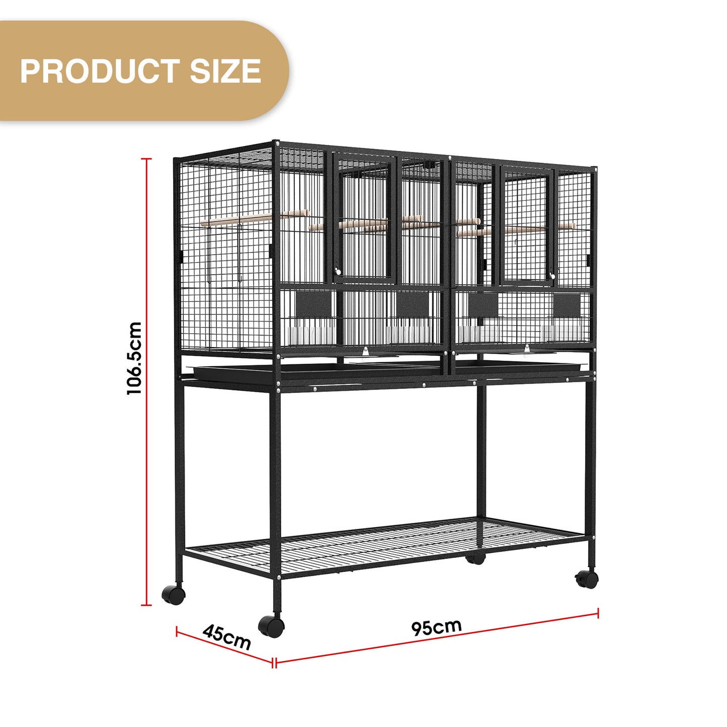 Advwin Bird Cage 2in1 Large Cage Wheel w/Brake