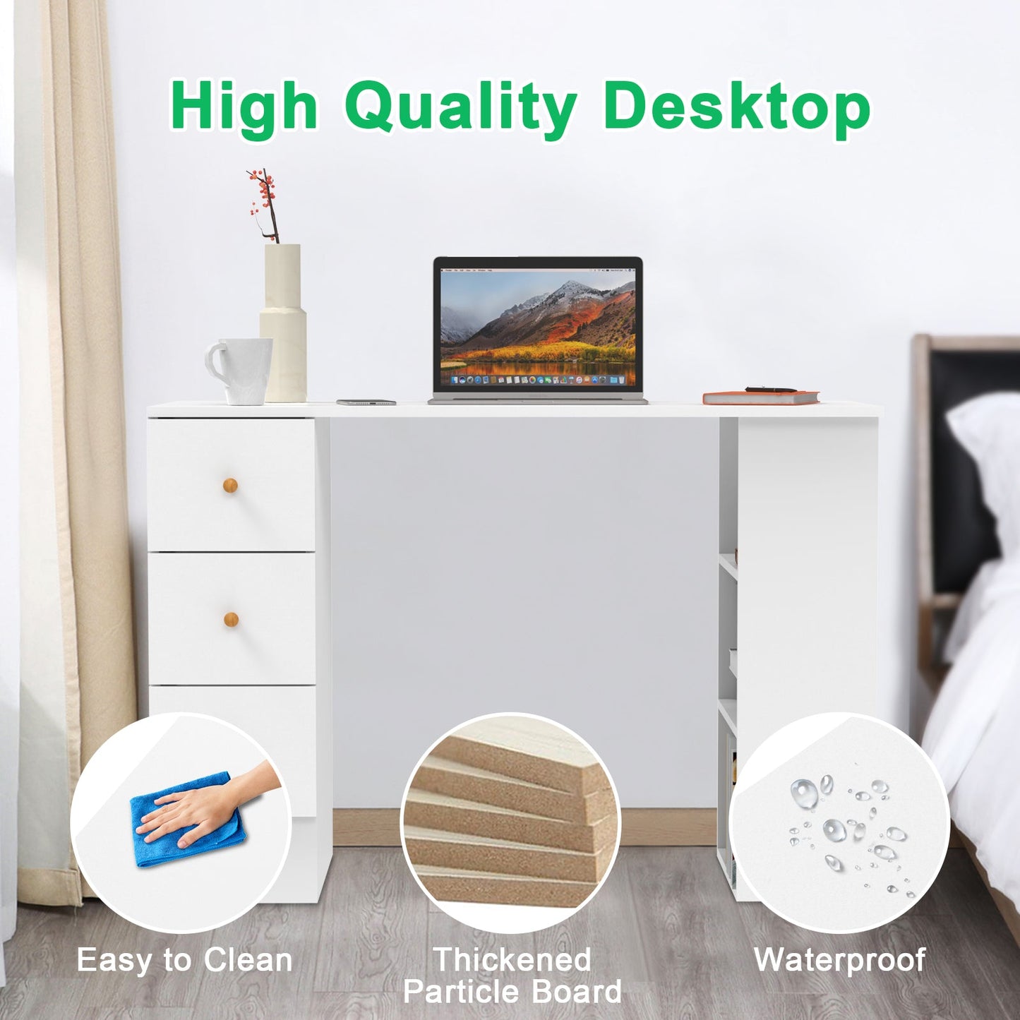 Advwin Office Desk Computer Desk with Drawers Cabinet