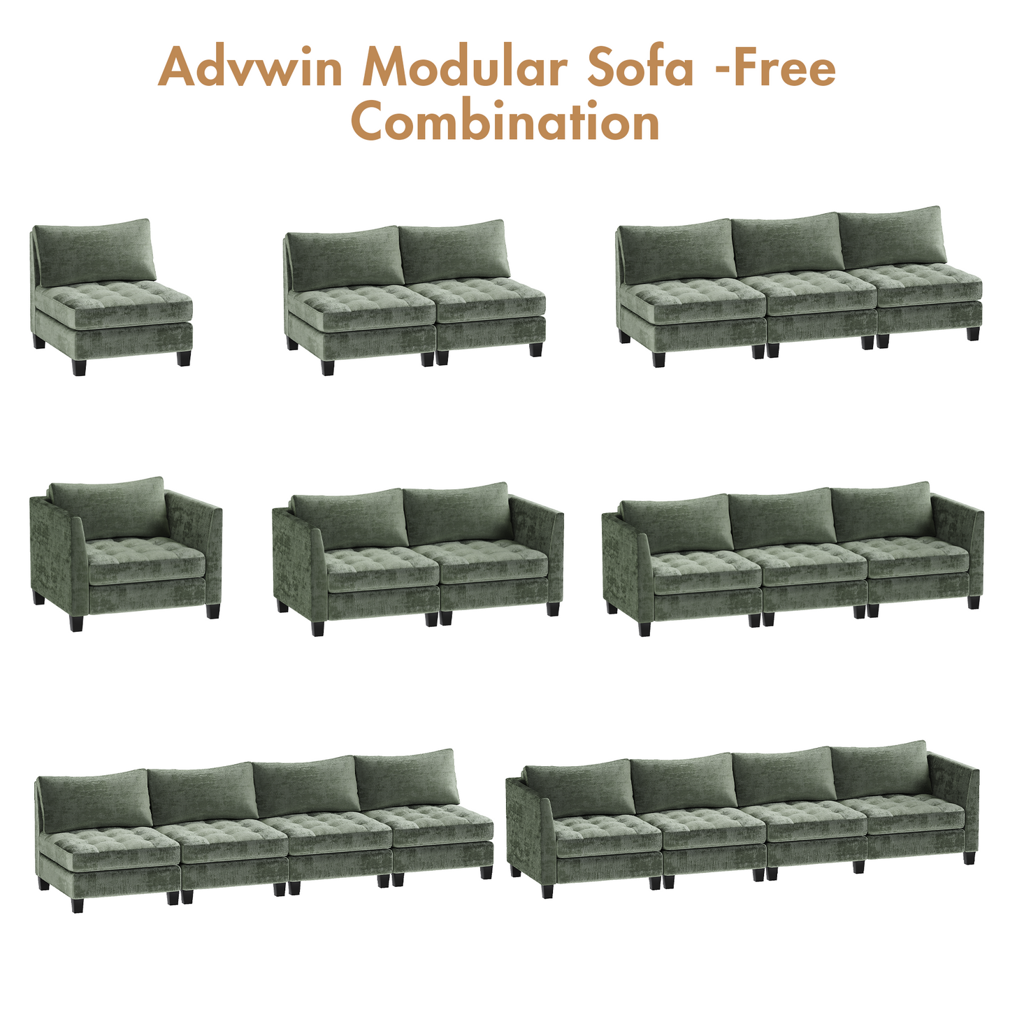 Advwin Modern Loveseat Sofa 2 Seaters