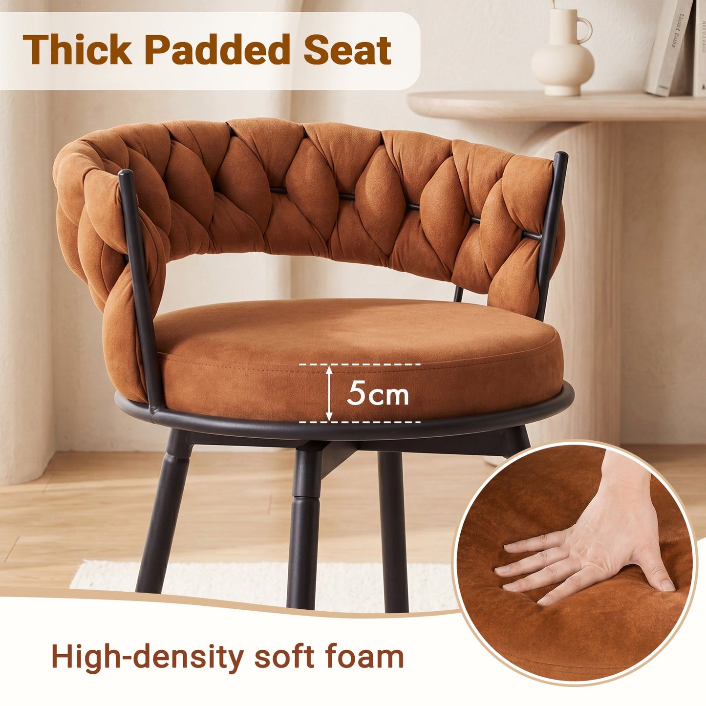 Advwin Set of 2 360° Swivel Bar Stools with Backrest
