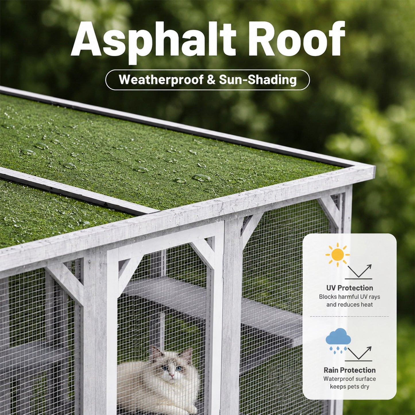 Advwin Outdoor Walk-in Cat Catio Enclosure w/ Asphalt Roof