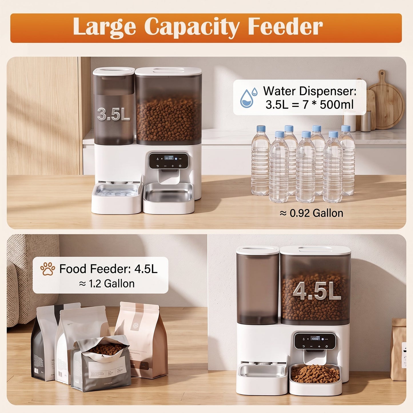 Advwin 2-in-1 Automatic Cat Feeder & Water Dispenser
