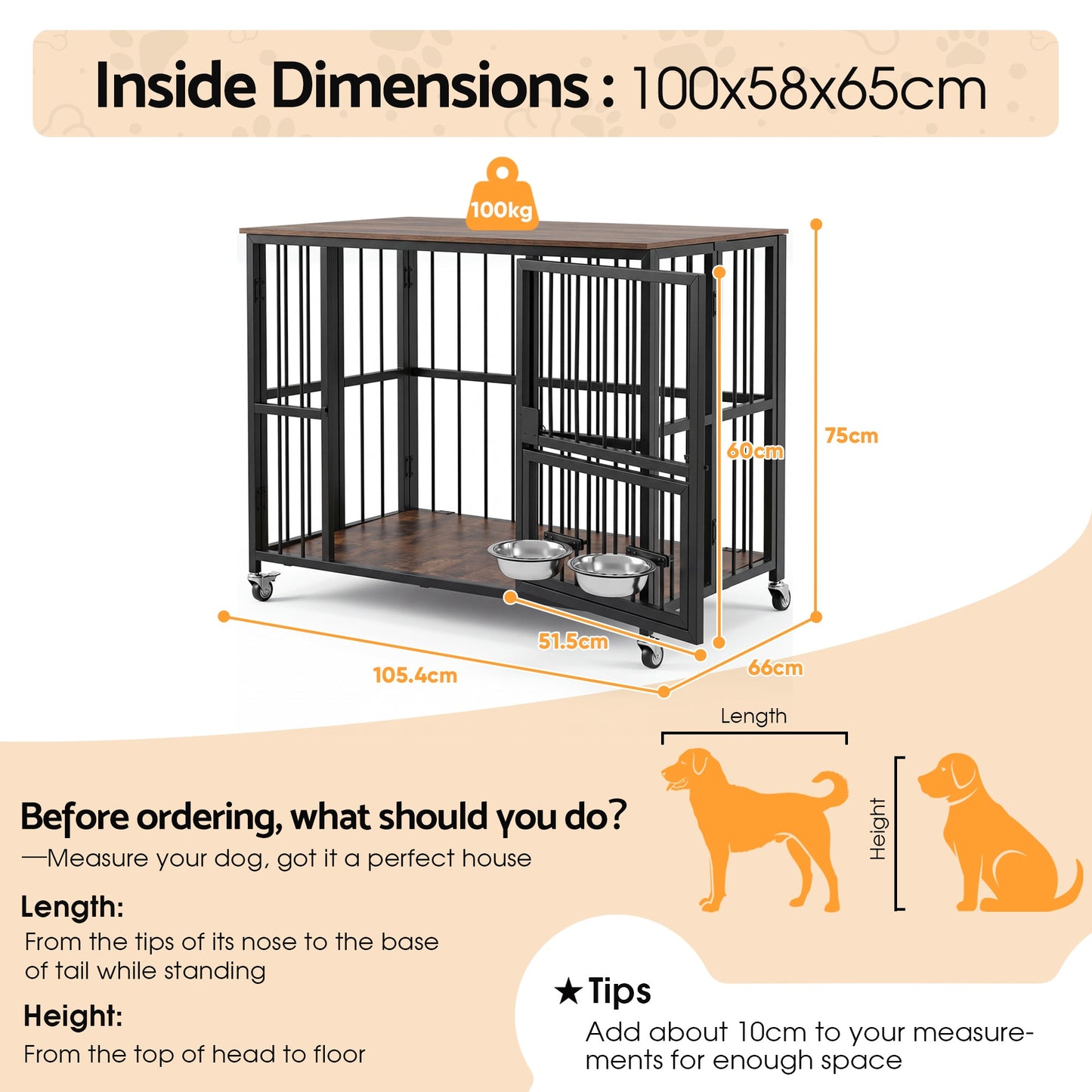 Advwin Folding Heavy-Duty Steel Dog Crate Furniture