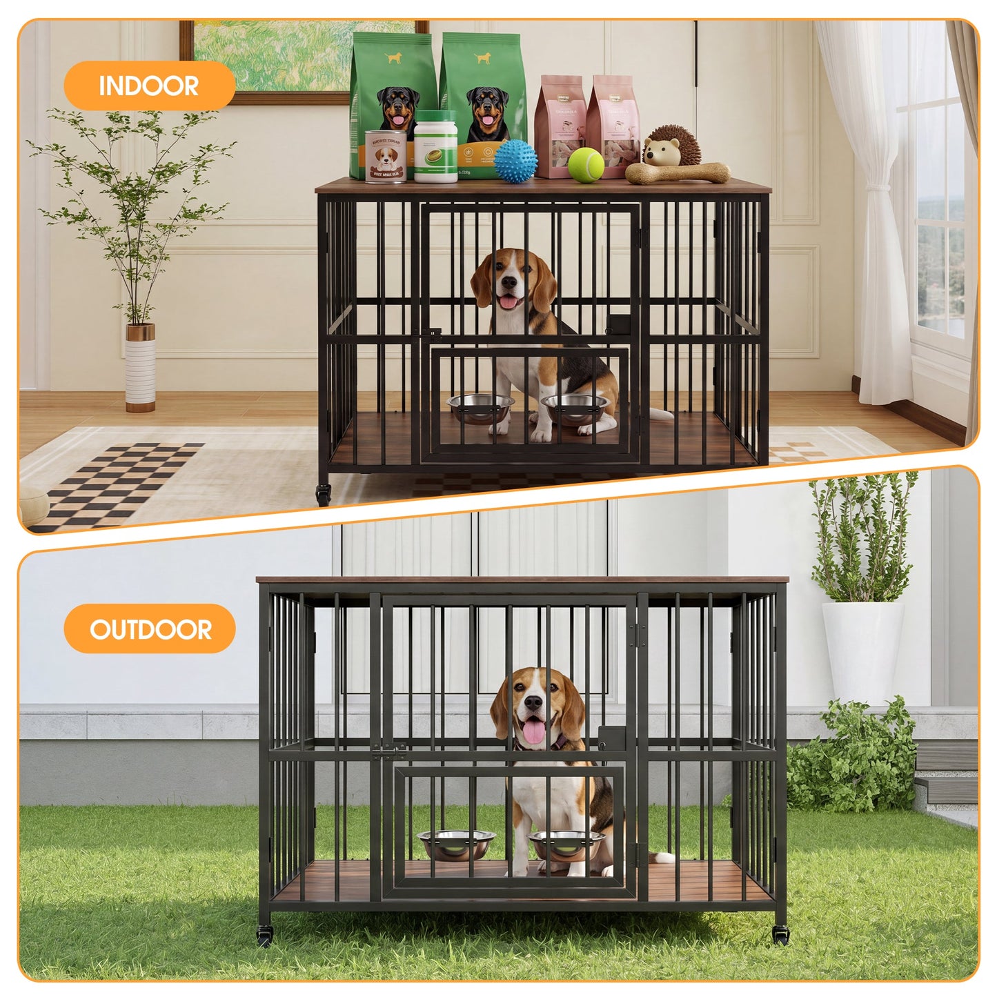 Advwin Folding Heavy-Duty Steel Dog Crate Furniture