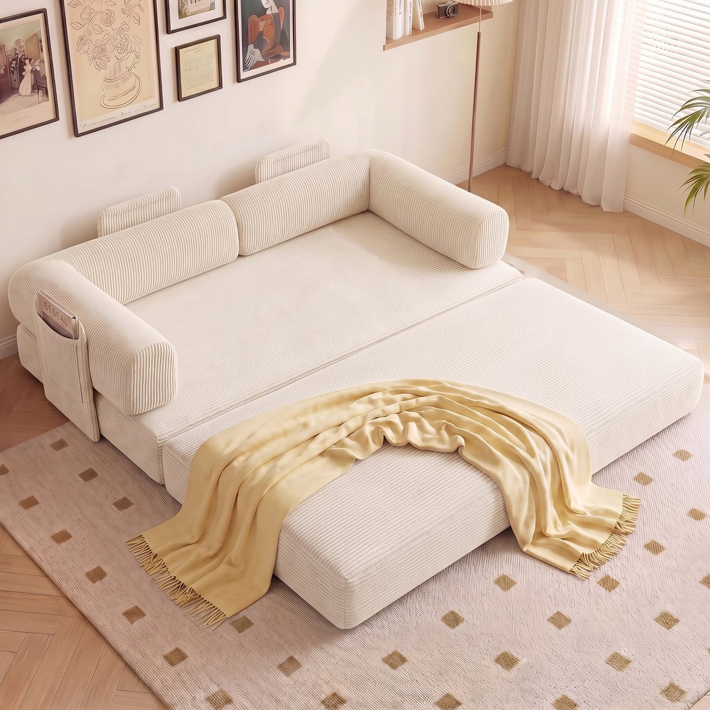 Advwin 5-in-1 Convertible Folding Loveseat Sofa Bed