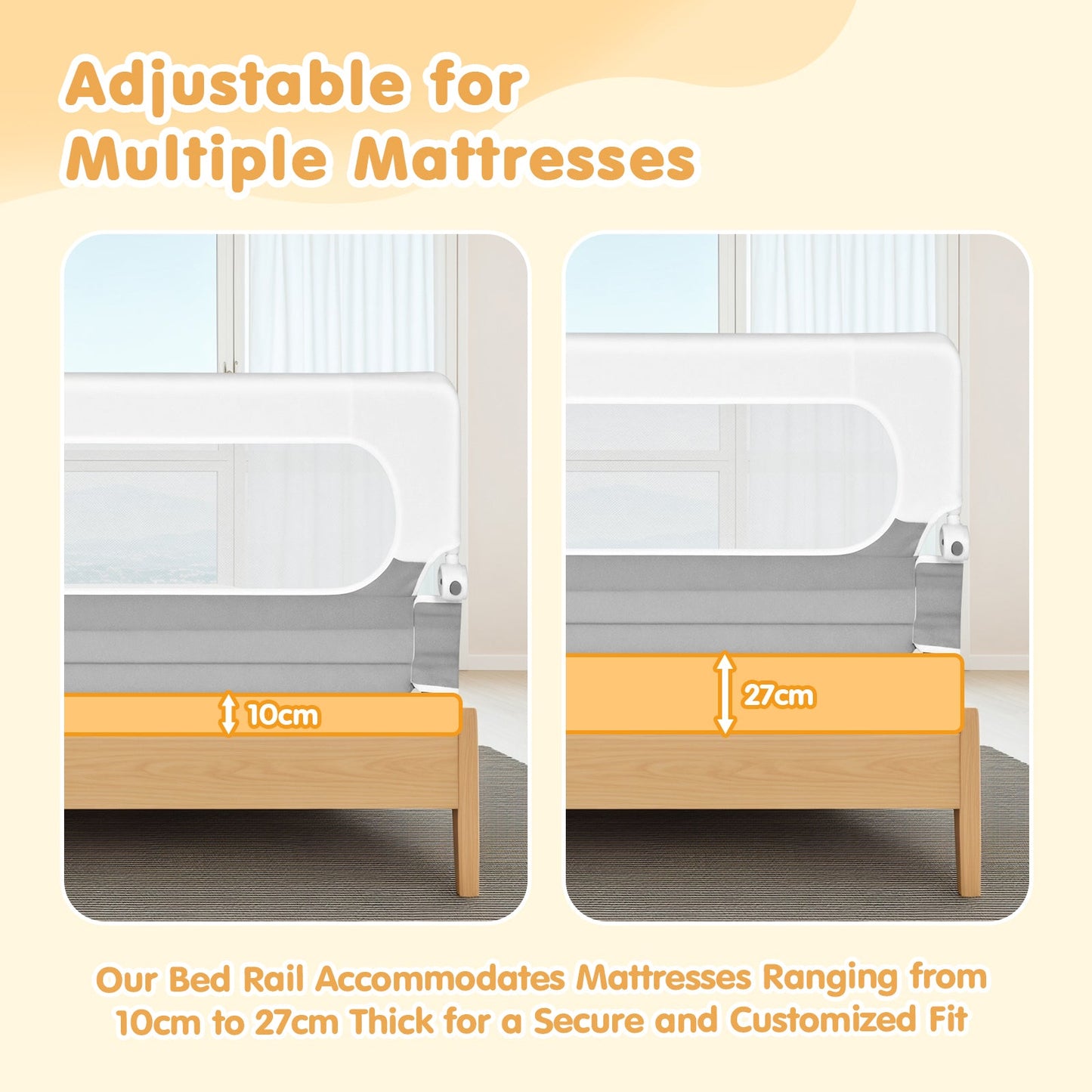 Advwin Folding Baby Bed Rail Adjustable 200x60cm