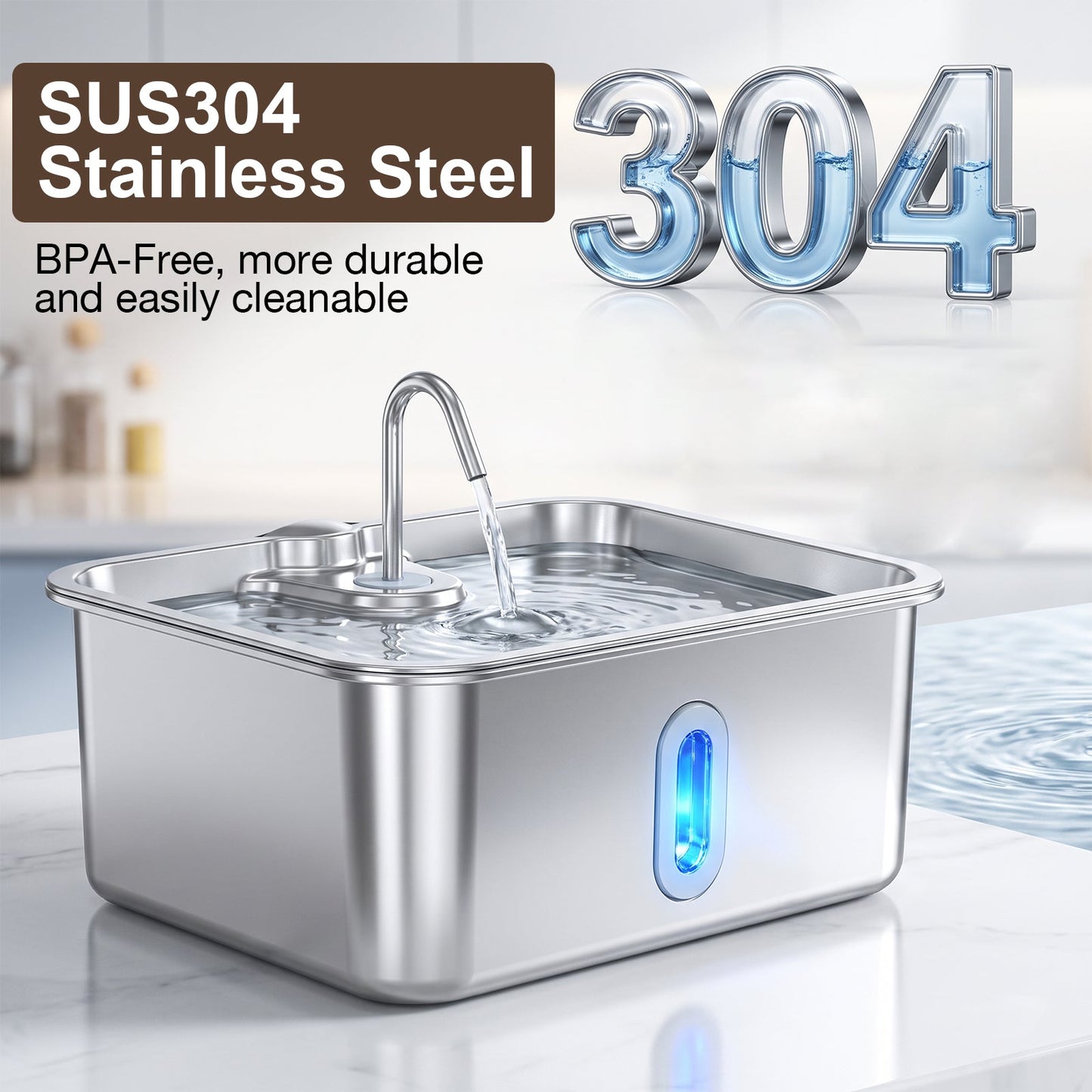 Advwin 15L Stainless Steel Dog Water Fountain w/ 6 Filters