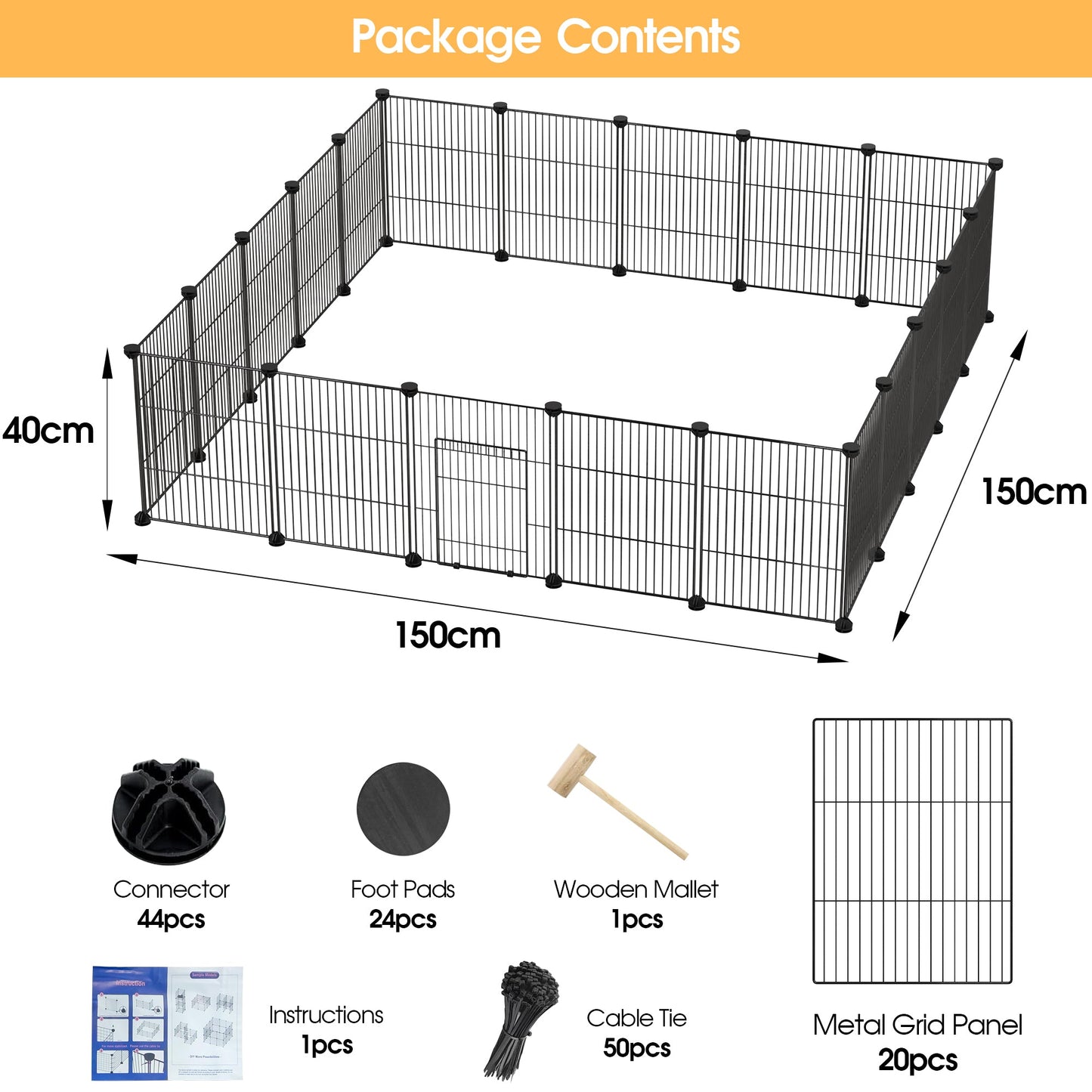Advwin DIY Pet Playpen Metal Fence 20 Panels