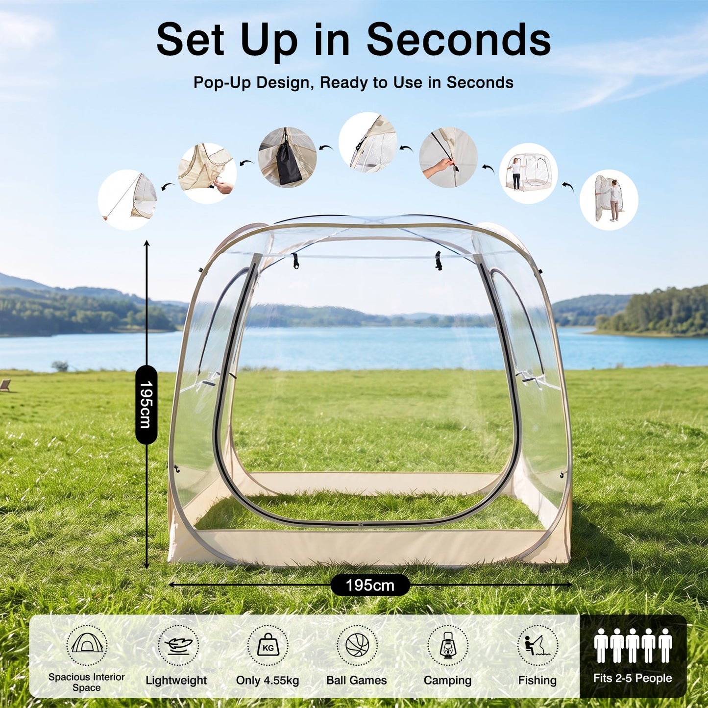 Advwin 2-5 Person Clear Bubble Dome Tent with Windows
