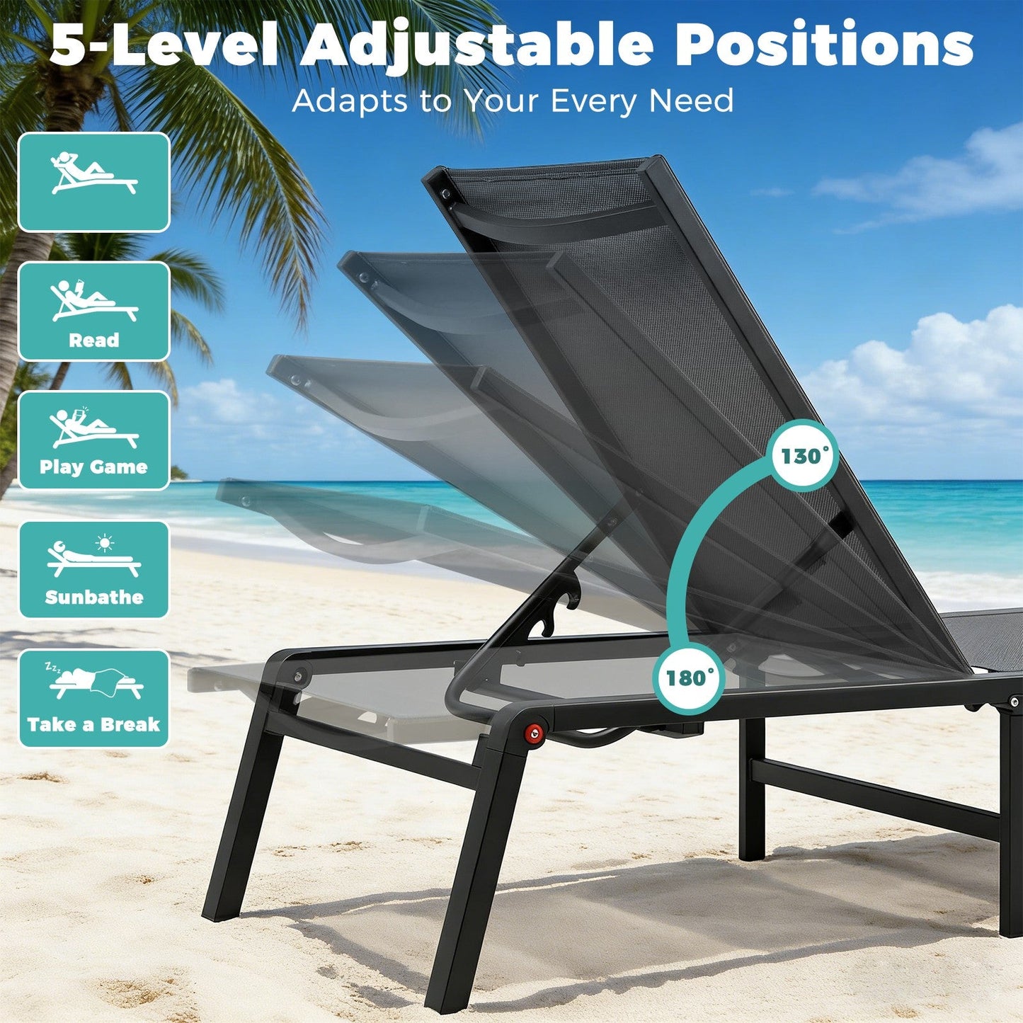 Advwin 2Pcs Chaise Lounge Outdoor Chairs