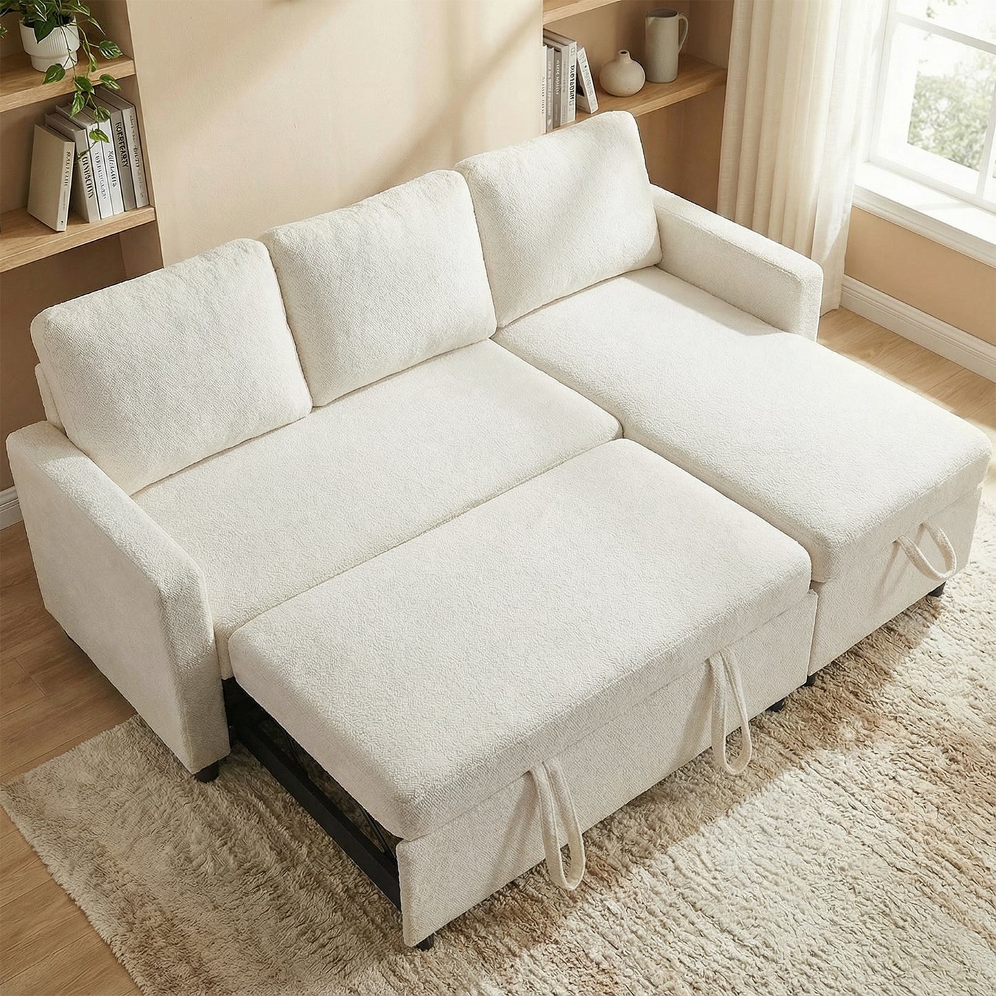 Advwin 194cm L-Shape Sleeper Sofa Bed w/ Storage