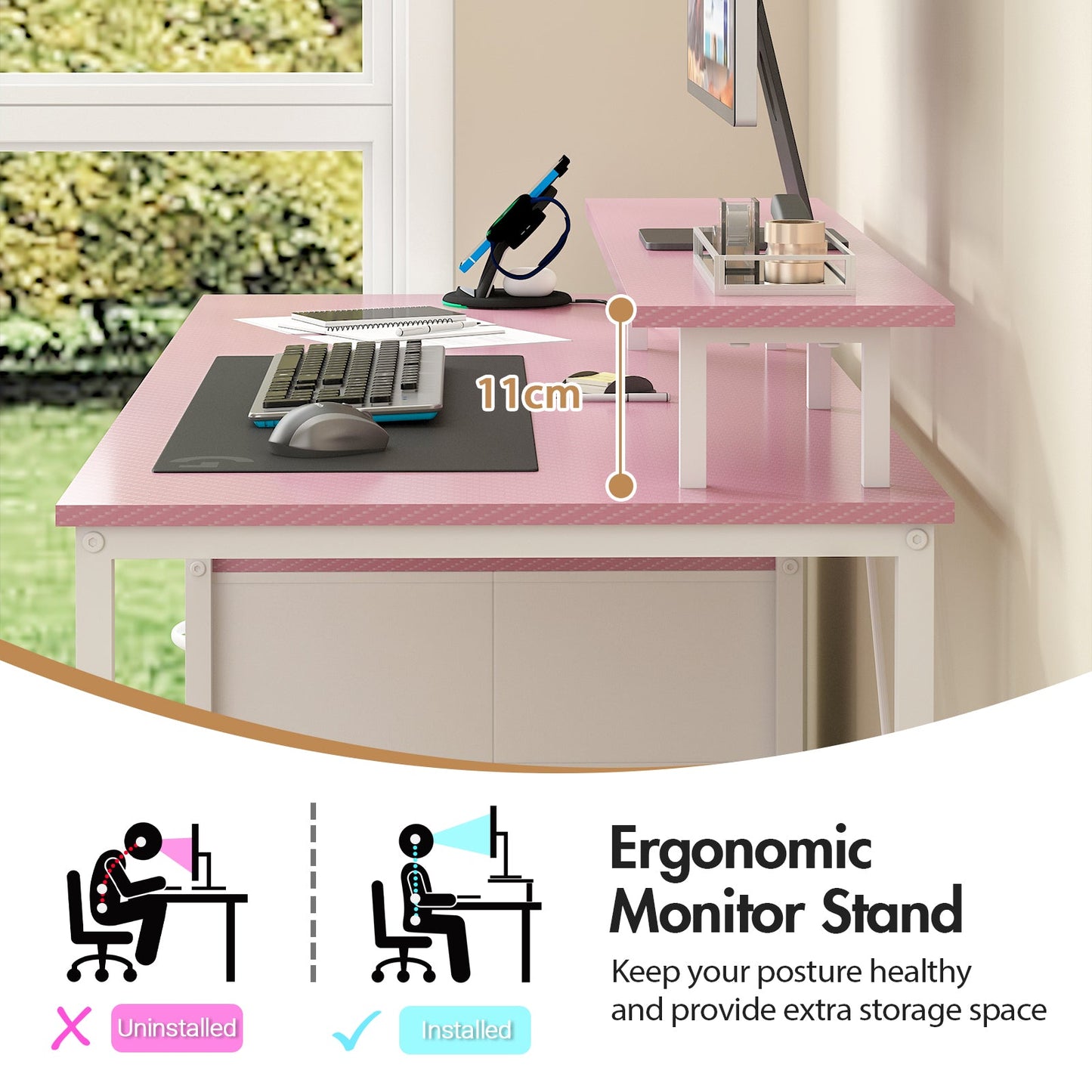 Advwin 120cm Reversible Gaming Desk for Home & Office