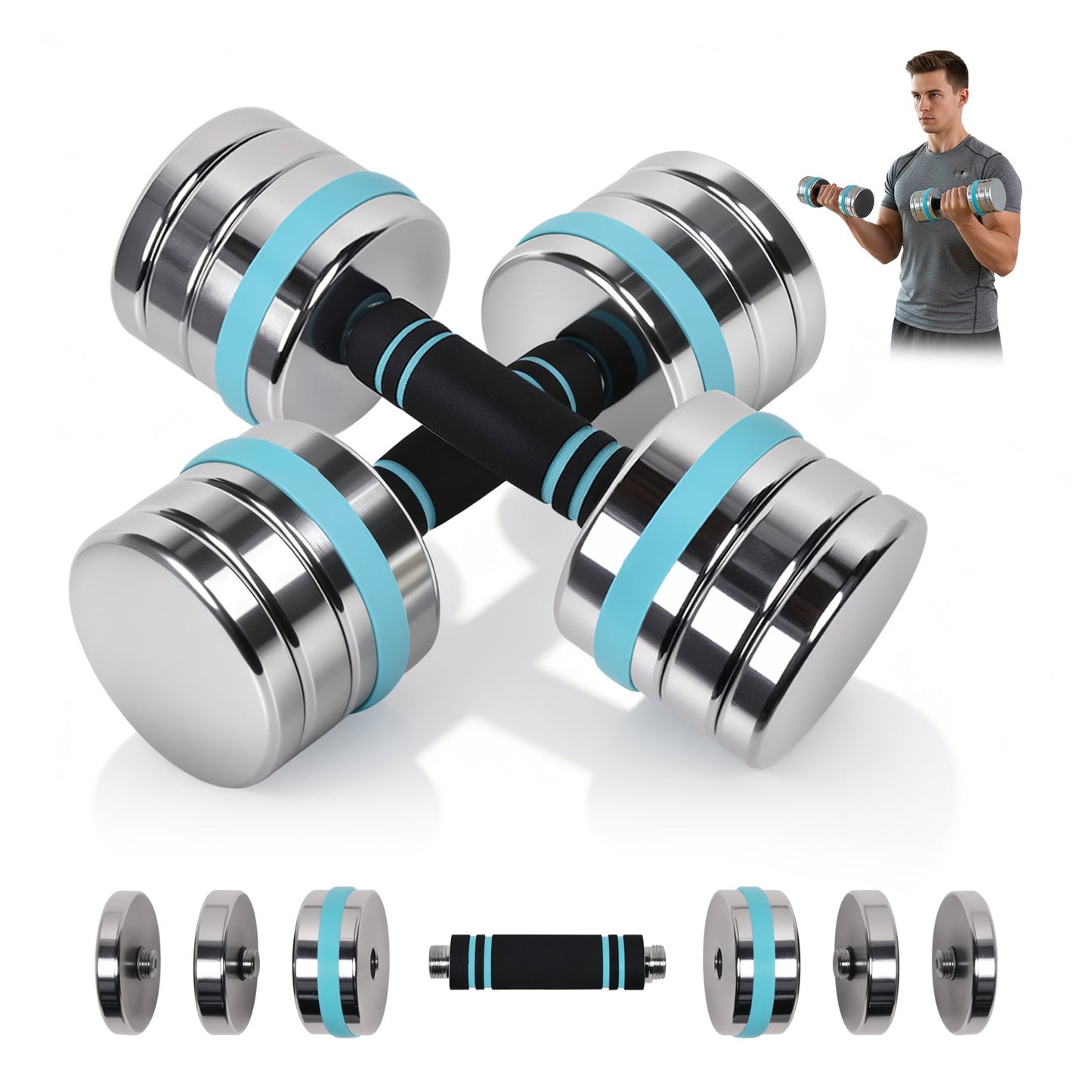 Advwin Adjustable Dumbbells 2¡Á10kg