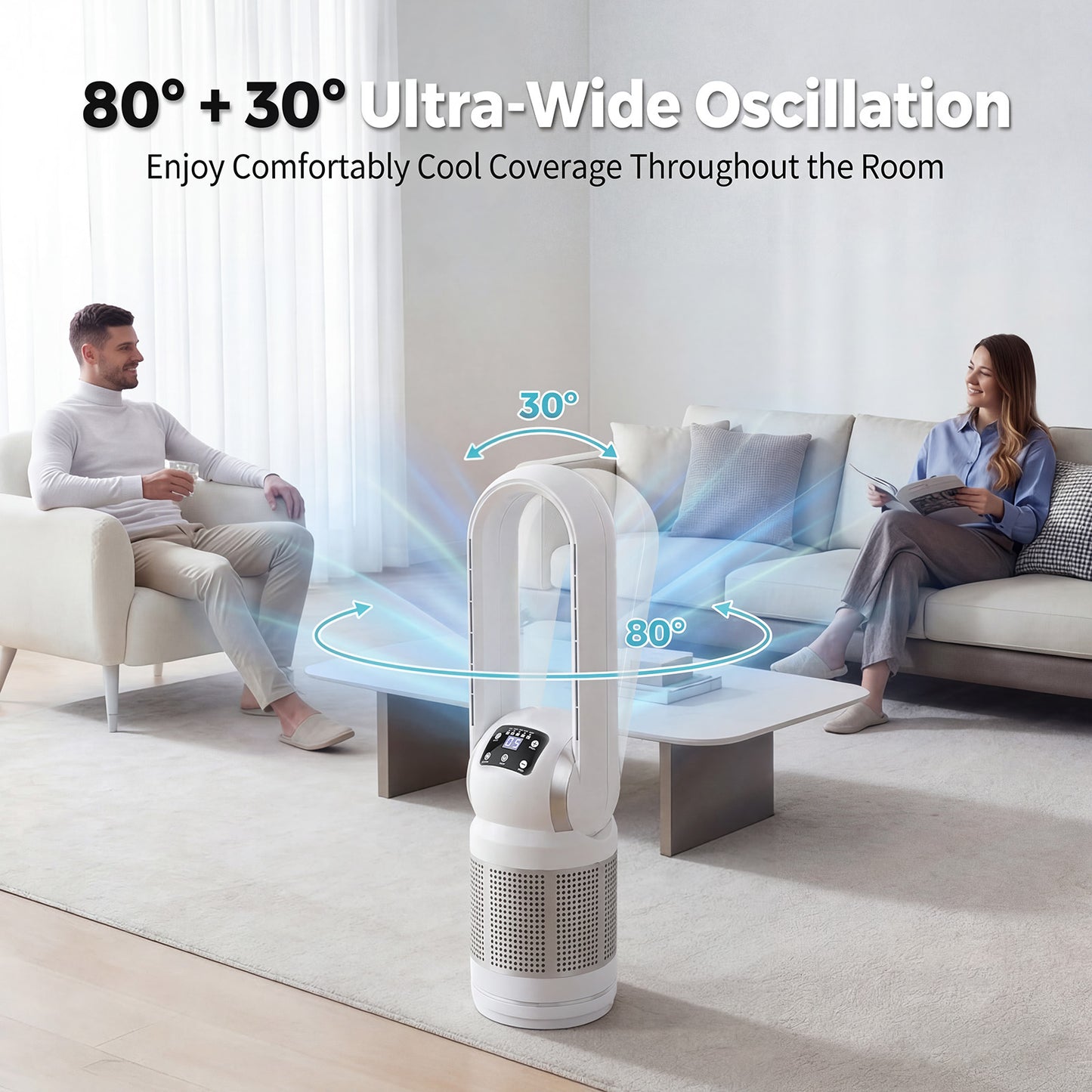 Advwin Heater Bladeless Tower Fan with Air Purifier