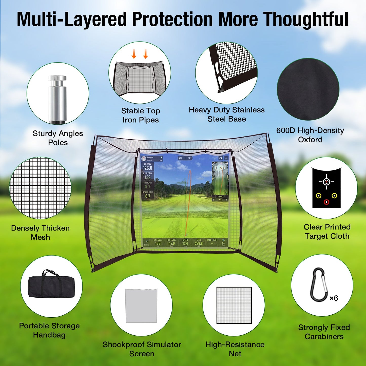Advwin 10 x 8ft Golf Hitting Net with Target Cloth