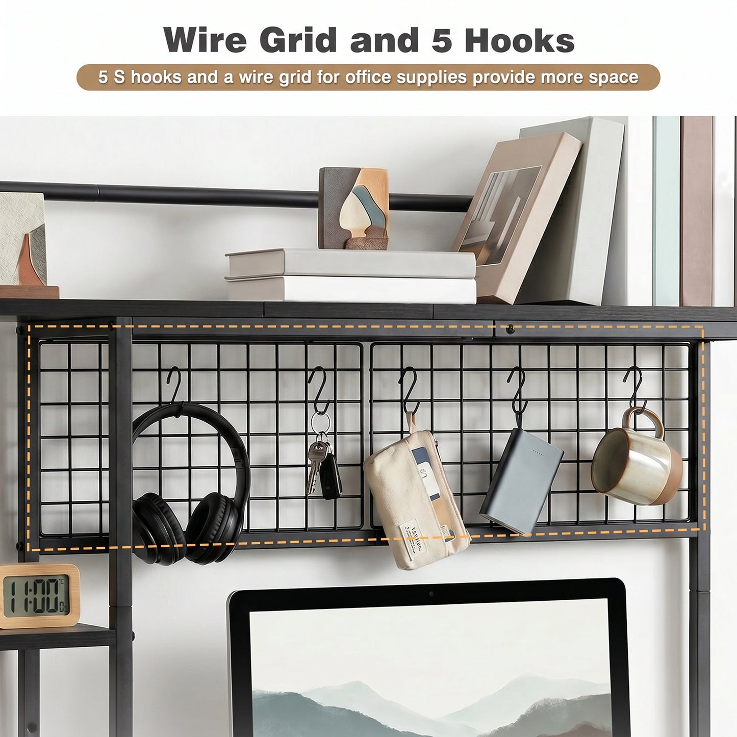 Advwin 3-Tier Desktop Organizer Shelf with 5 Hooks