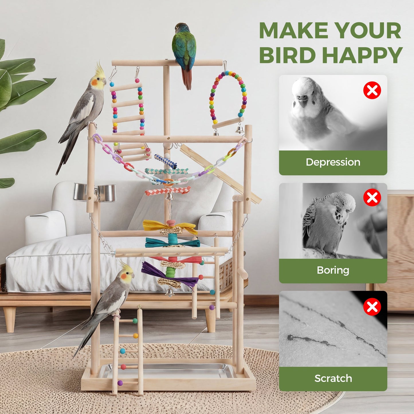 Advwin 4 Tier Parrot Play Stand with Tray