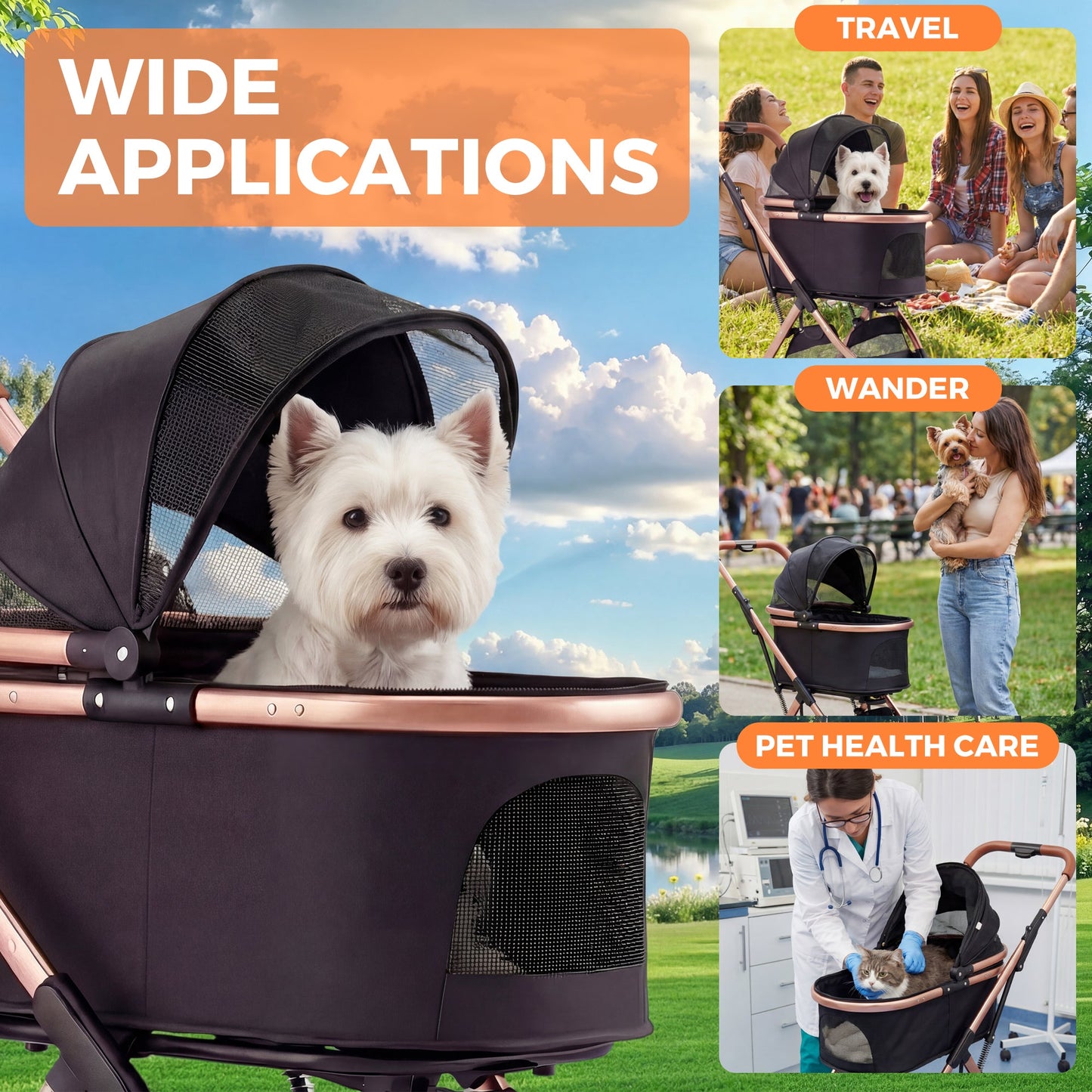 Advwin 3-in-1 Foldable Pet Stroller