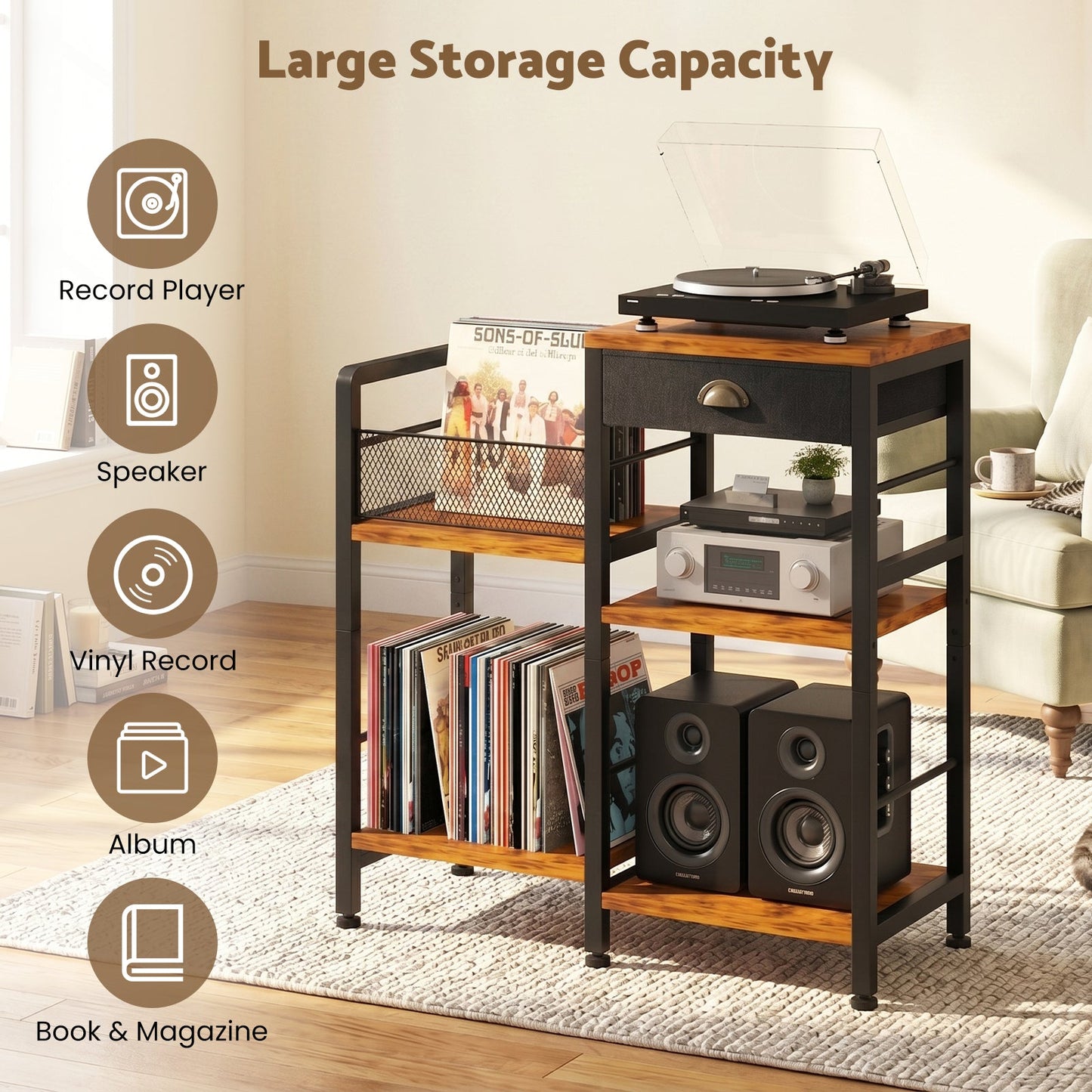 Advwin 3 Tier Record Player Stand