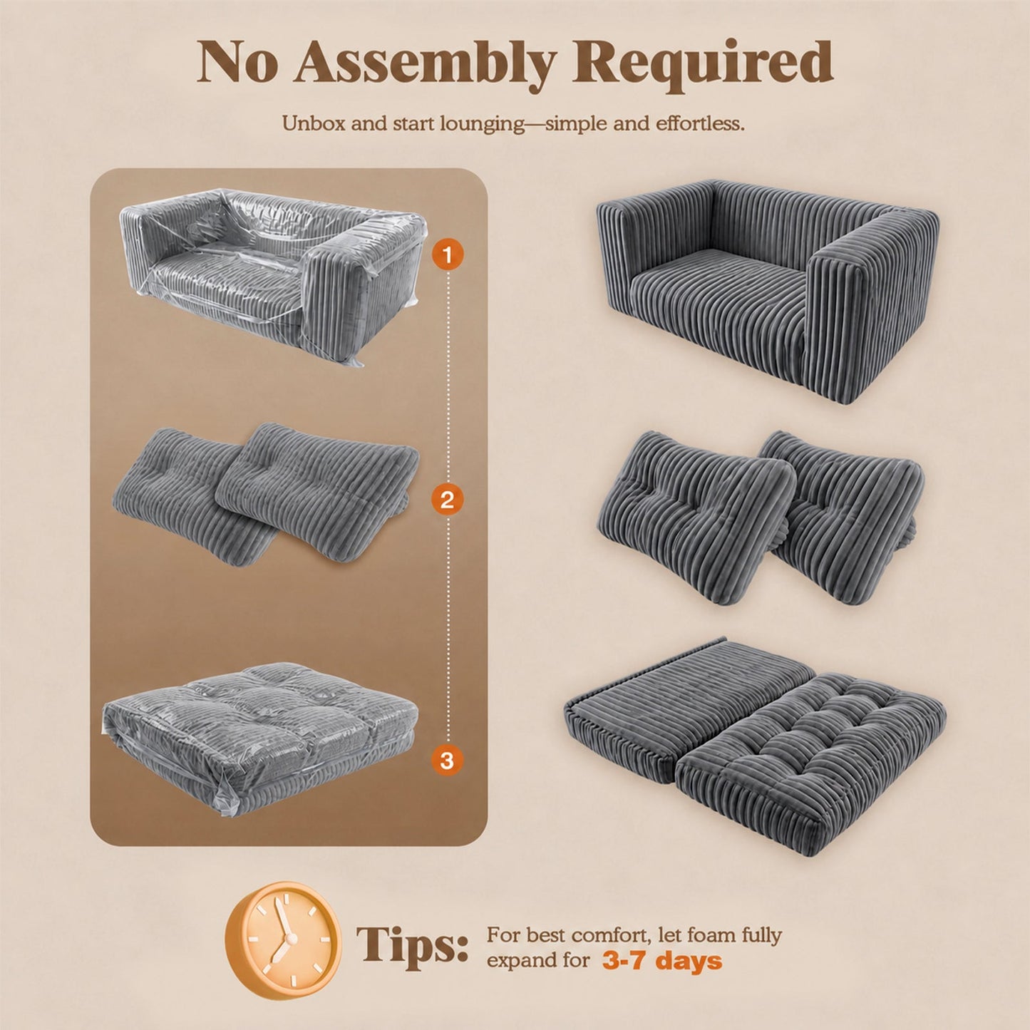 Advwin 2-in-1 Convertible Wide-Wale Corduroy Sofa Bed