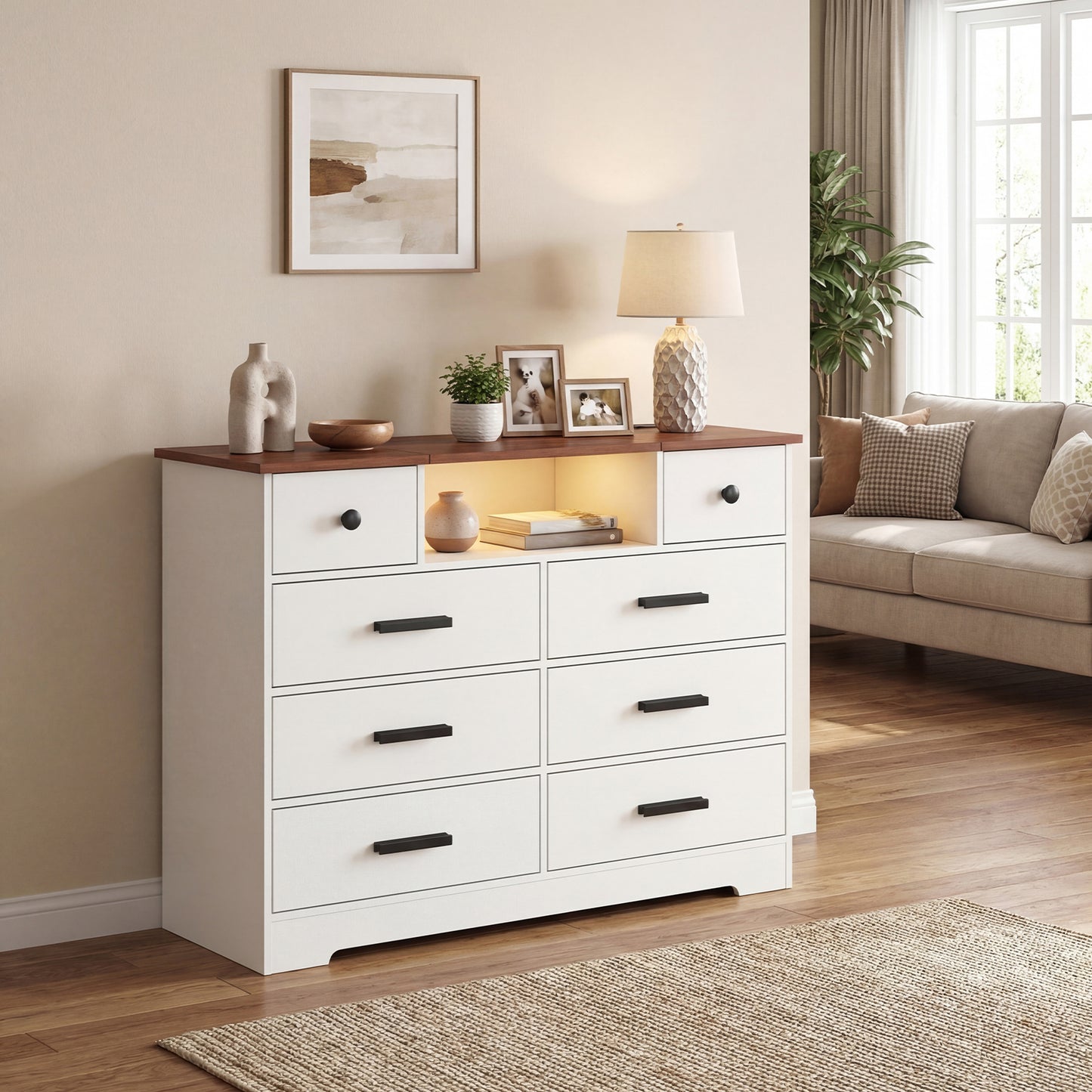 Advwin Dresser with Mirror Chest of Drawers