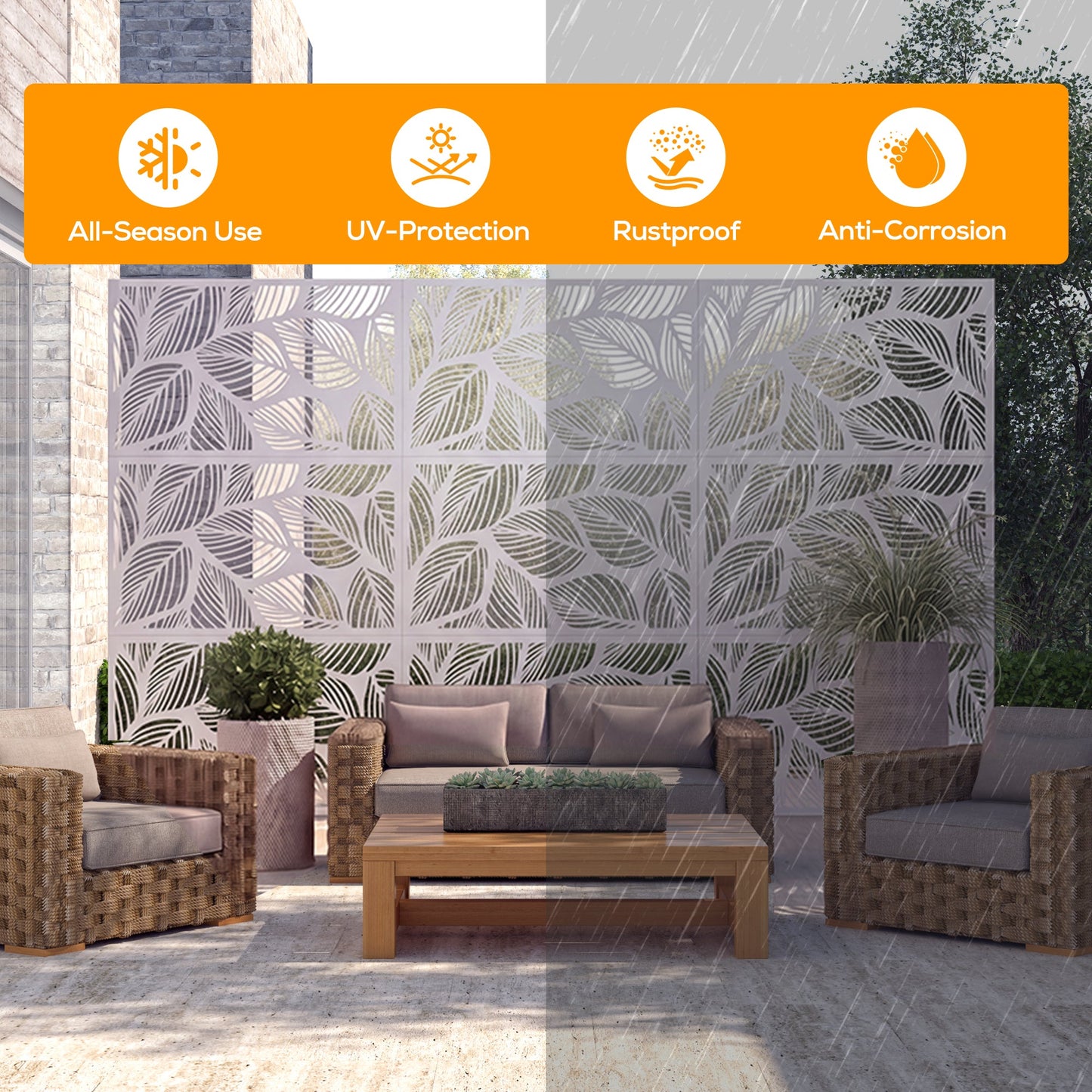 Advwin Leaf Metal Privacy Screen 119x183.5cm