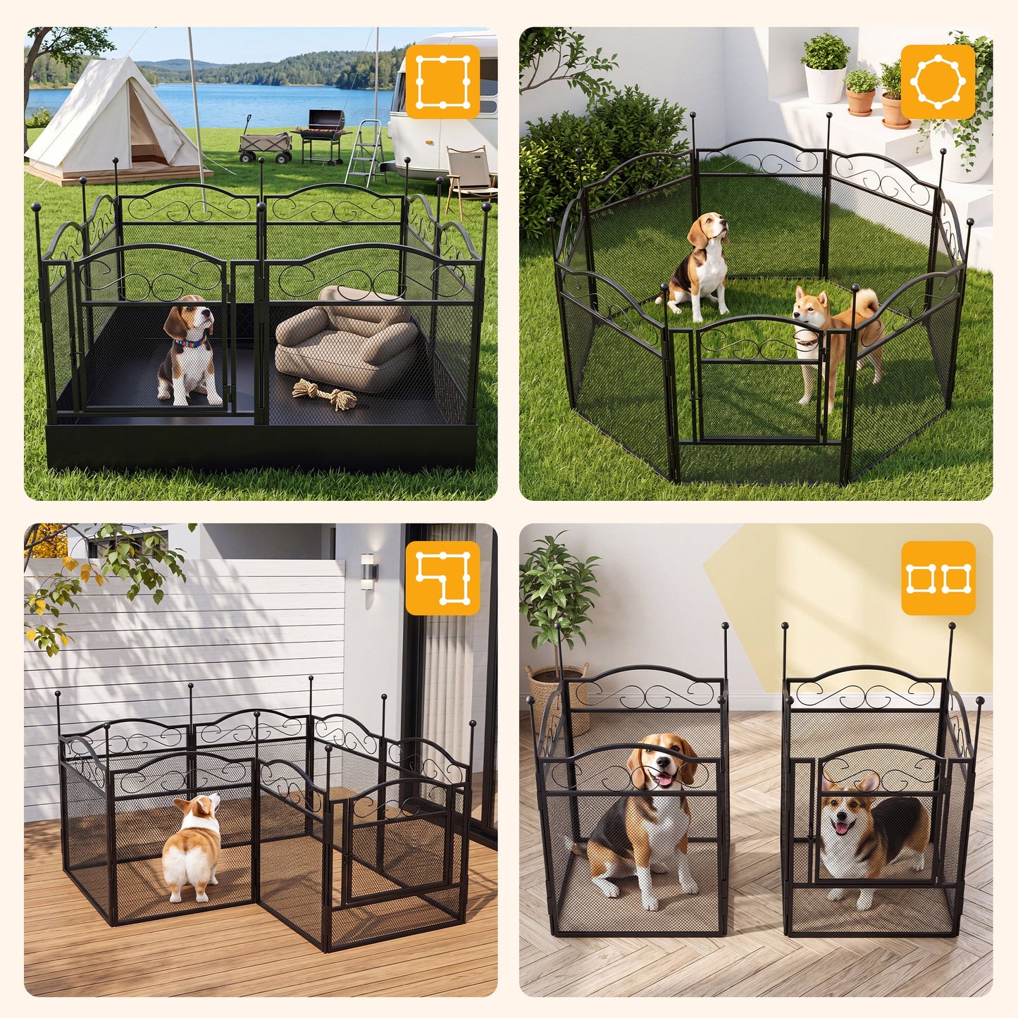 Advwin 8-Panel Metal Dog Playpen with Waterproof Bottom