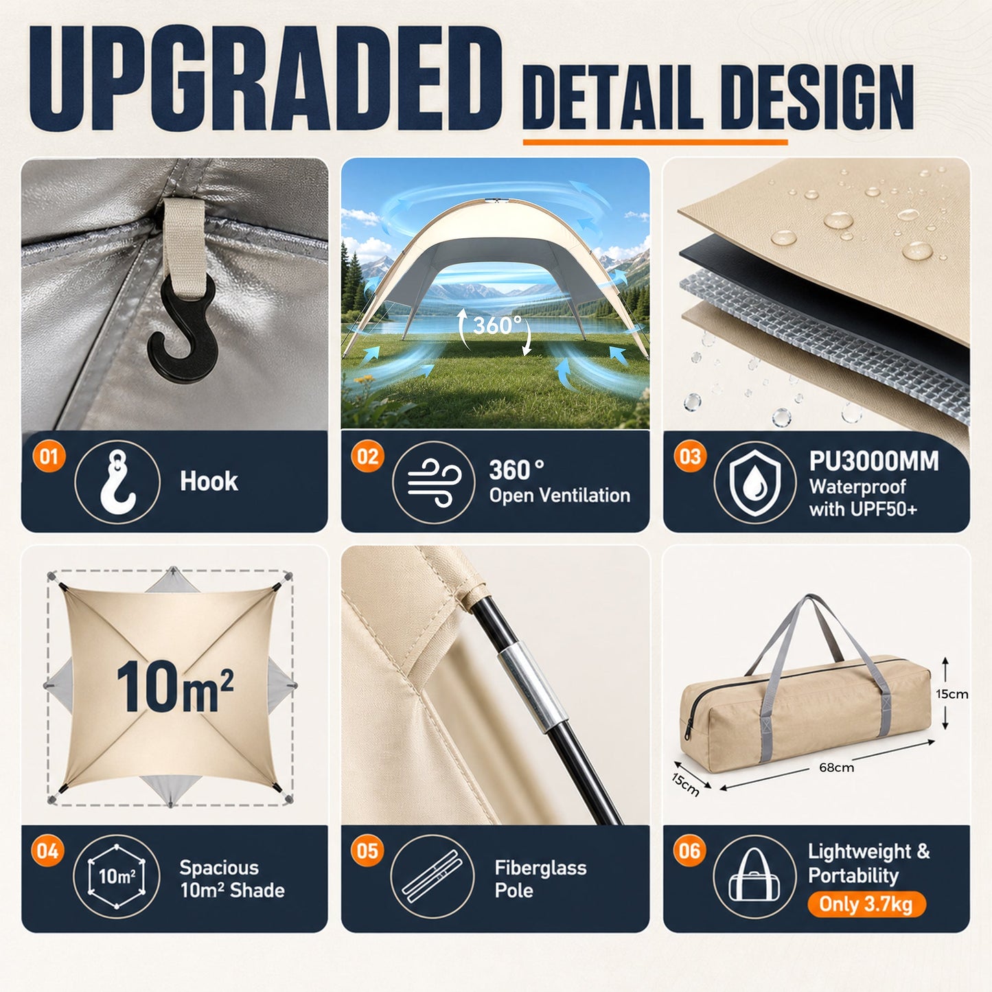 Advwin 8-10 Person Pop Up Beach Tent with Side Walls