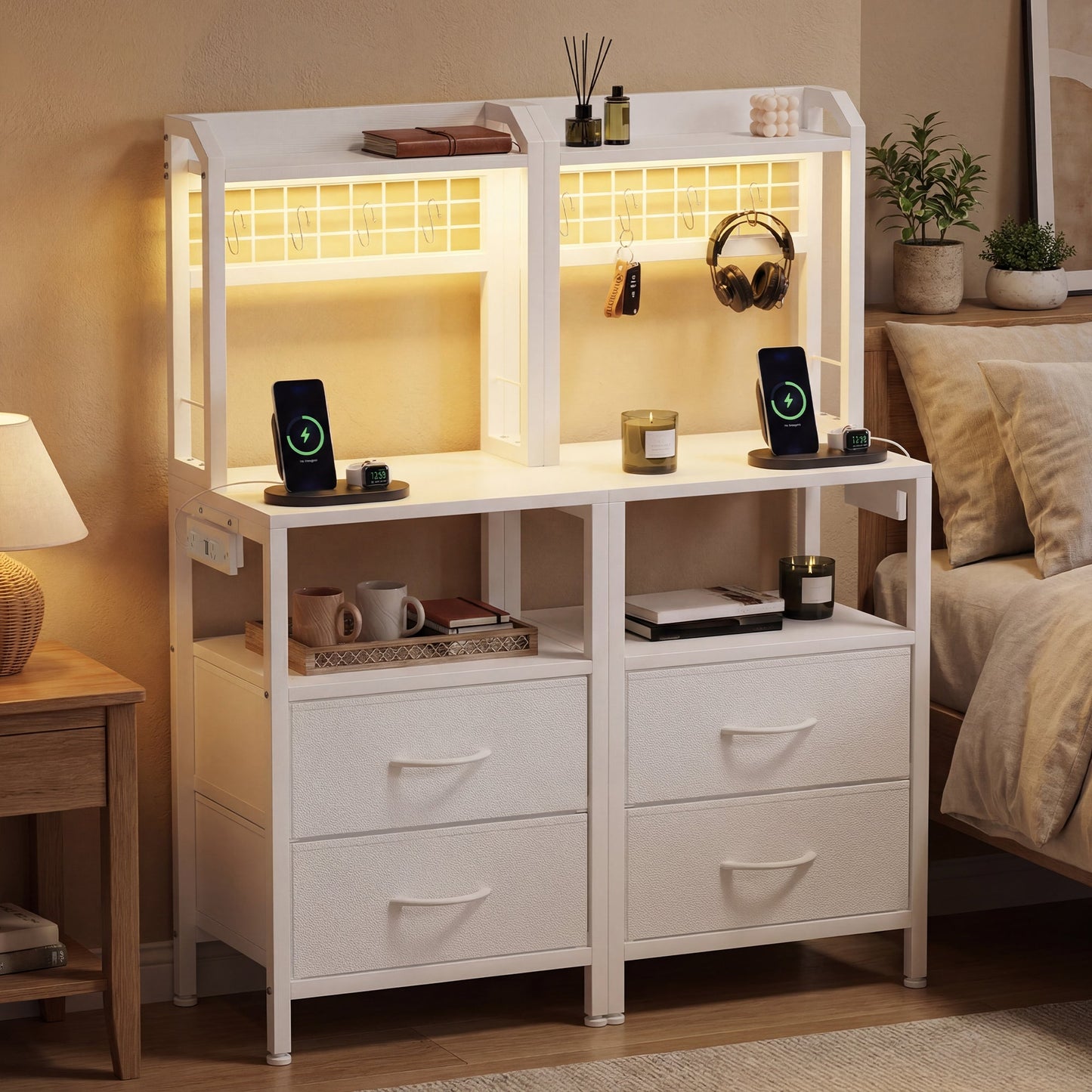 Advwin Bedside Table with Charging Station